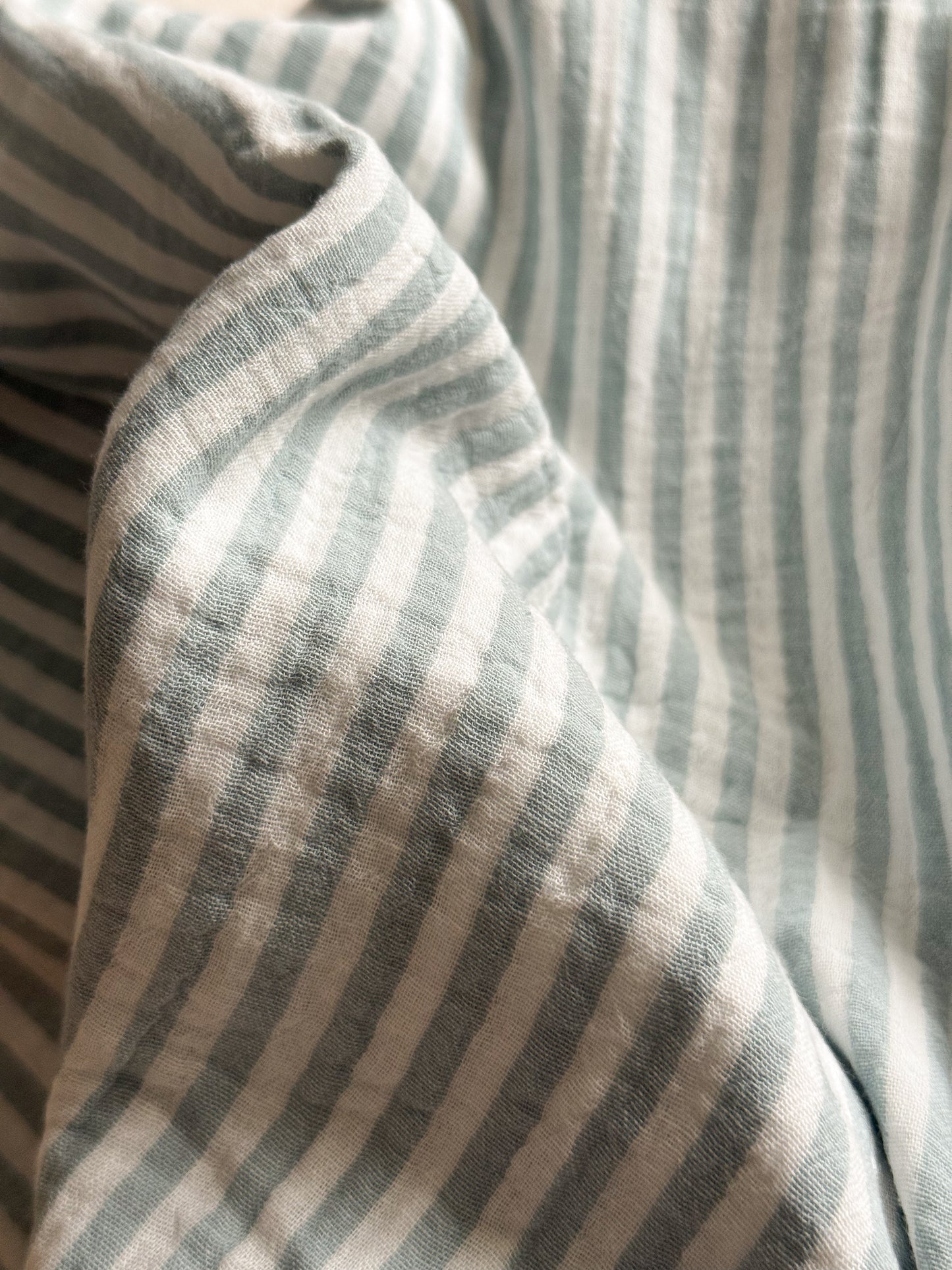 Double Gauze Fabric - Yarn Dyed Stripes - Sea Green