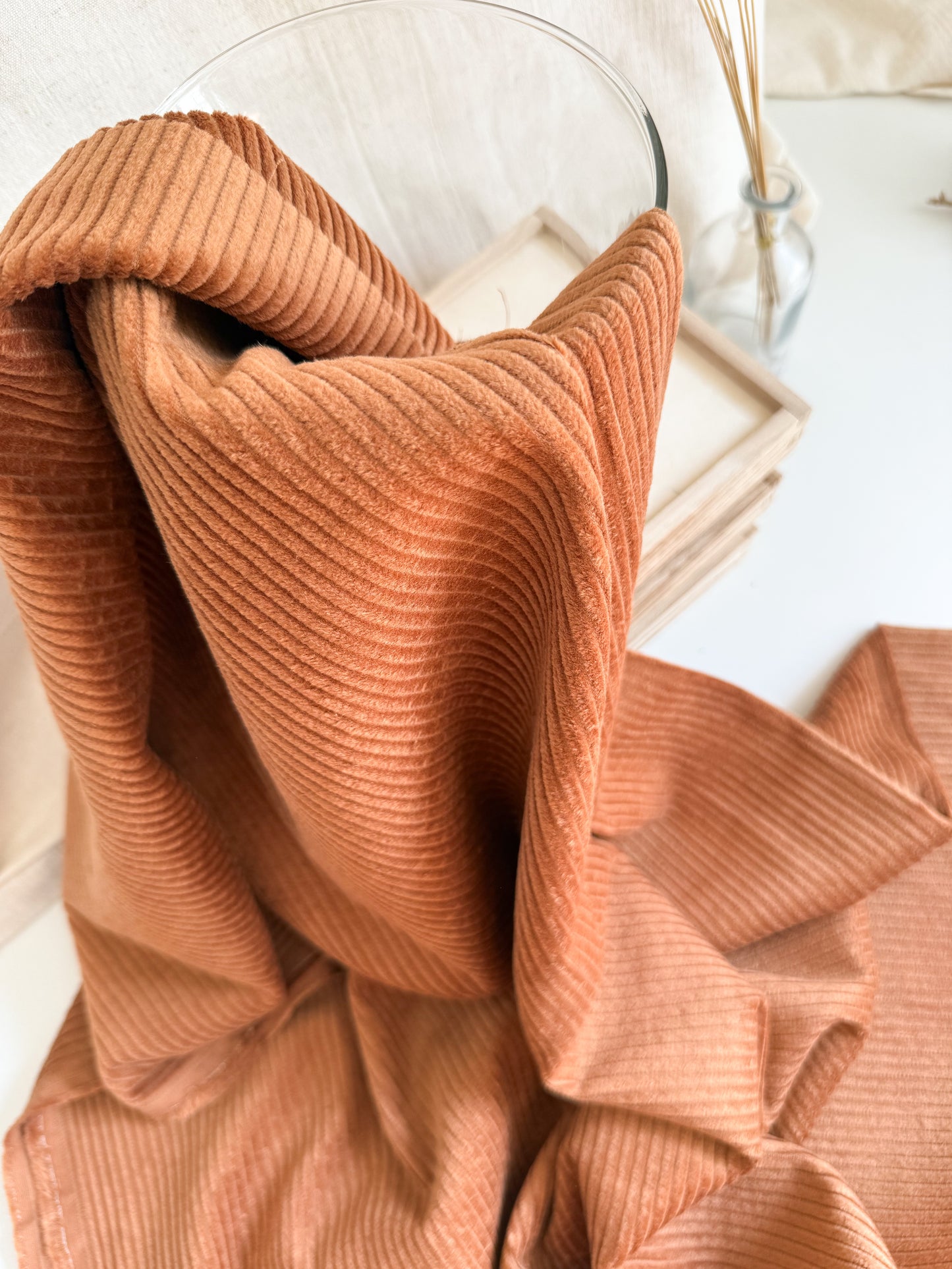 Washed Cotton Corduroy Fabric - Gingerbread
