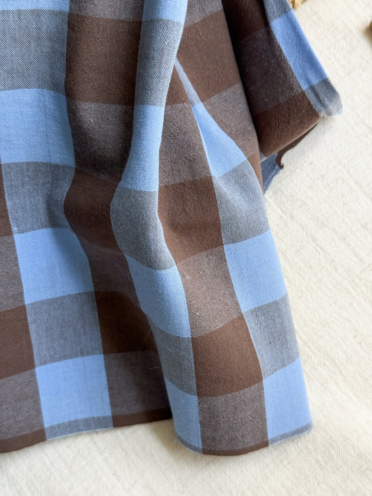 Cotton Yarn Dyed Gingham Fabric - Blueberry & Cocoa