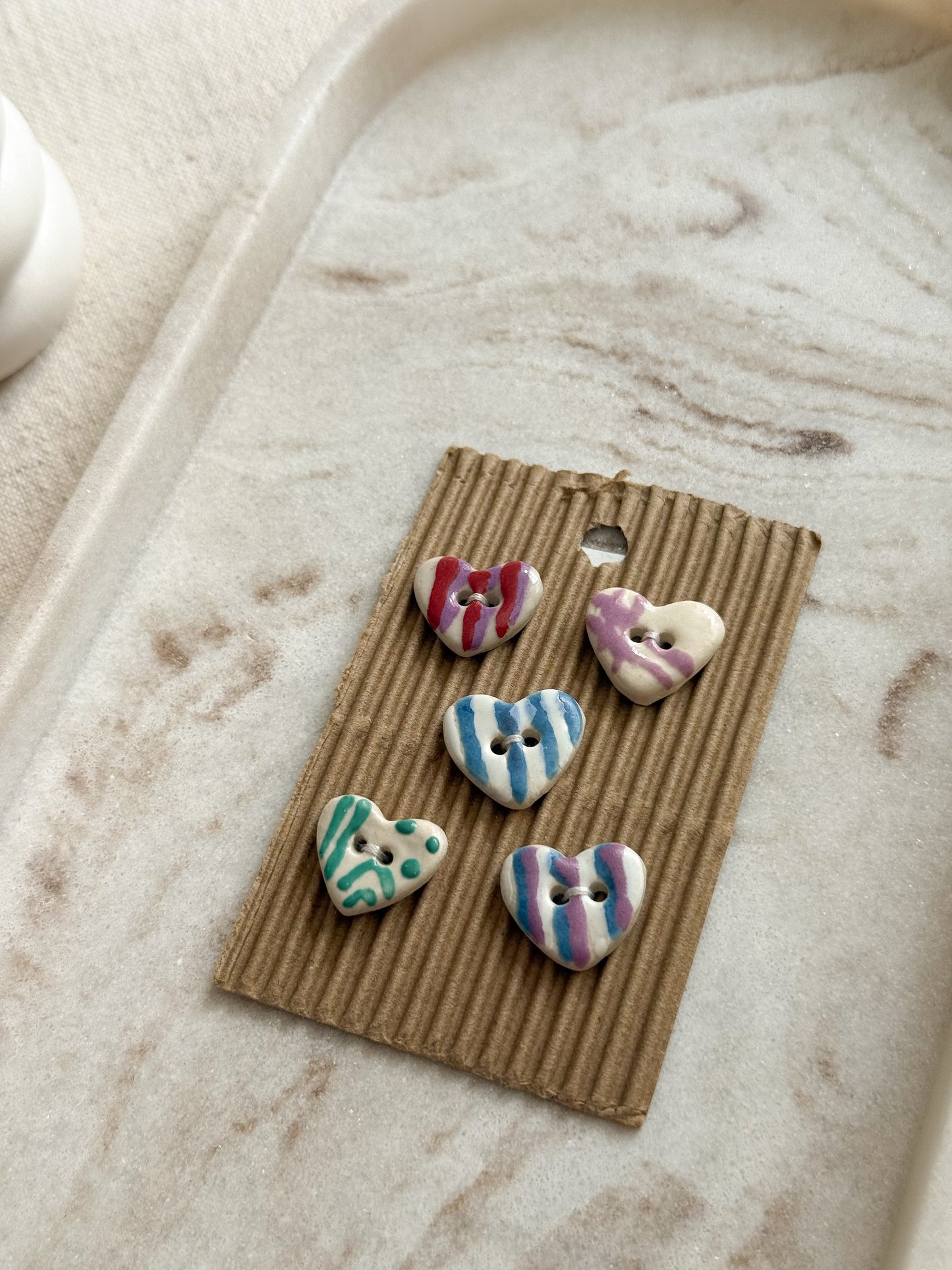 Fun Heart Patterned Sewing Buttons - 18mm - Pack of 5