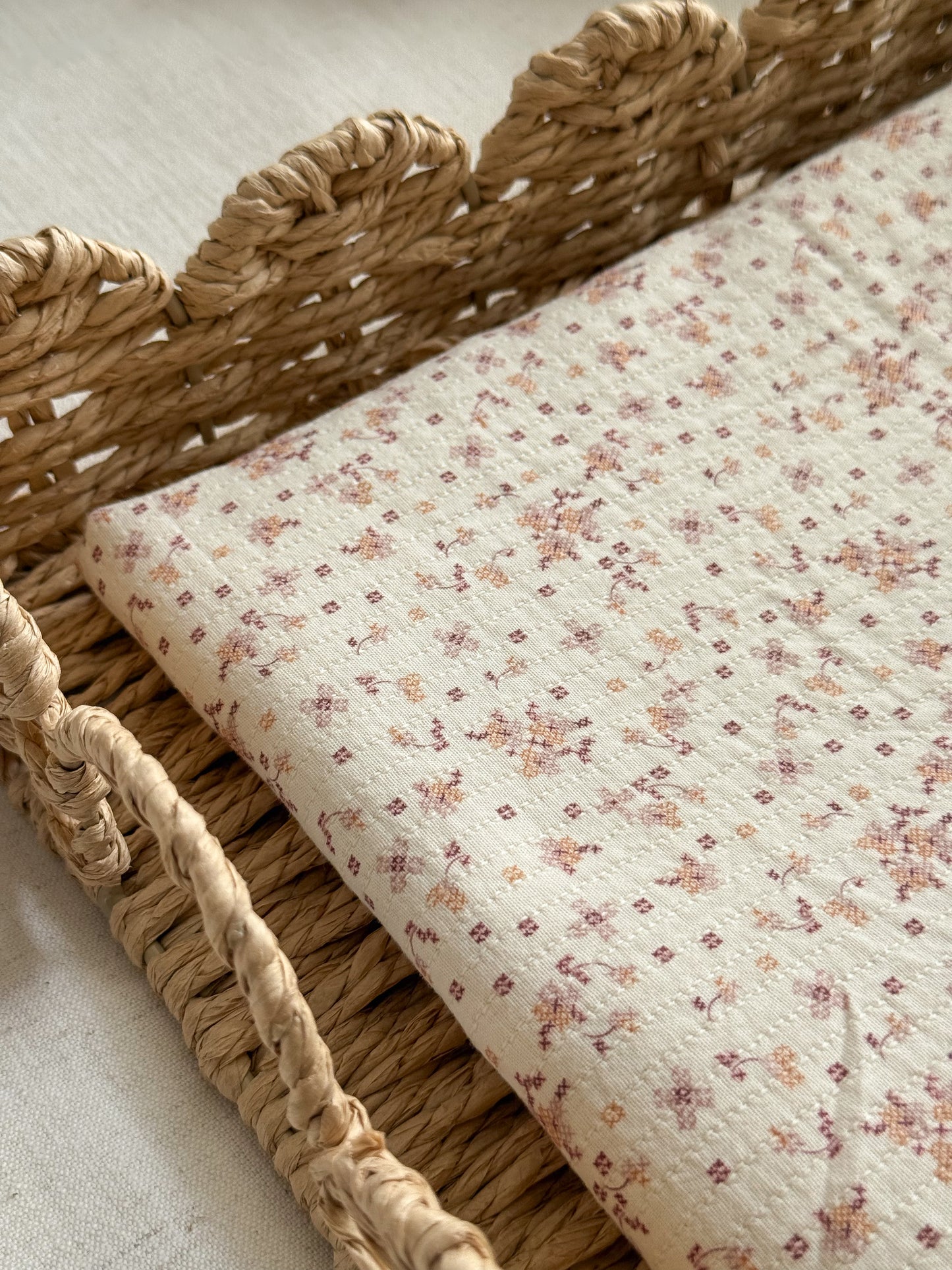 Organic Cotton Mini Quilted Fabric - Cinnamon & Mauve