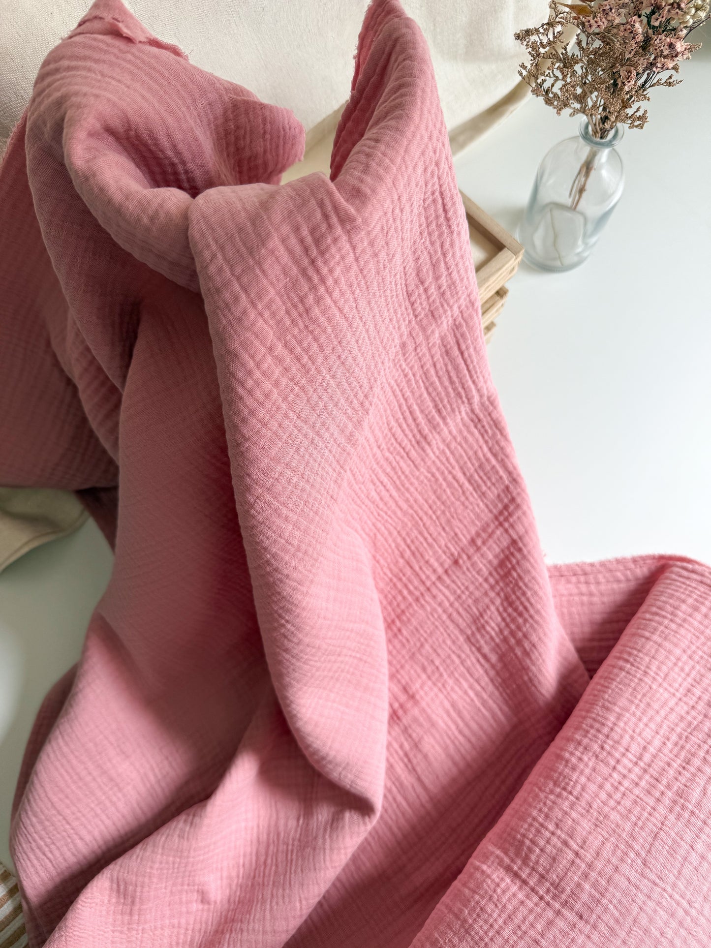 Plain Double Gauze Fabric - Pink