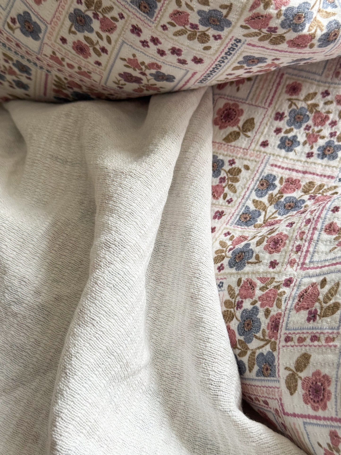 Organic Cotton Mini Quilted Fabric - Purple - Blue - Pink