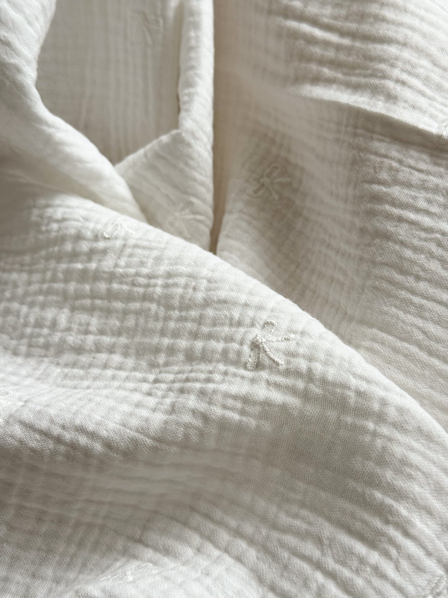 Double Gauze Fabric - Embroidered Bows