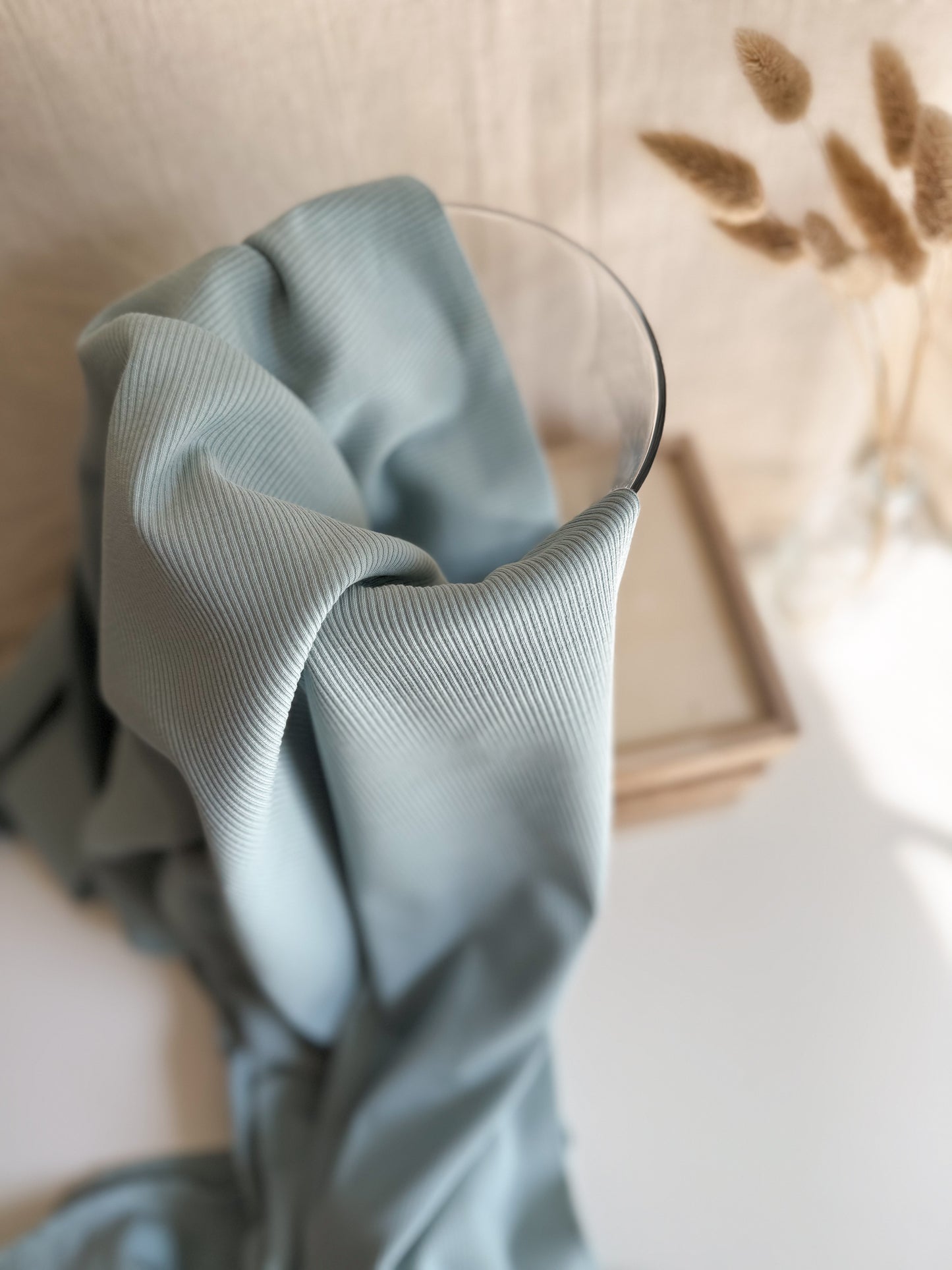 Plain Fine Ribbed Cotton Jersey - Light Teal