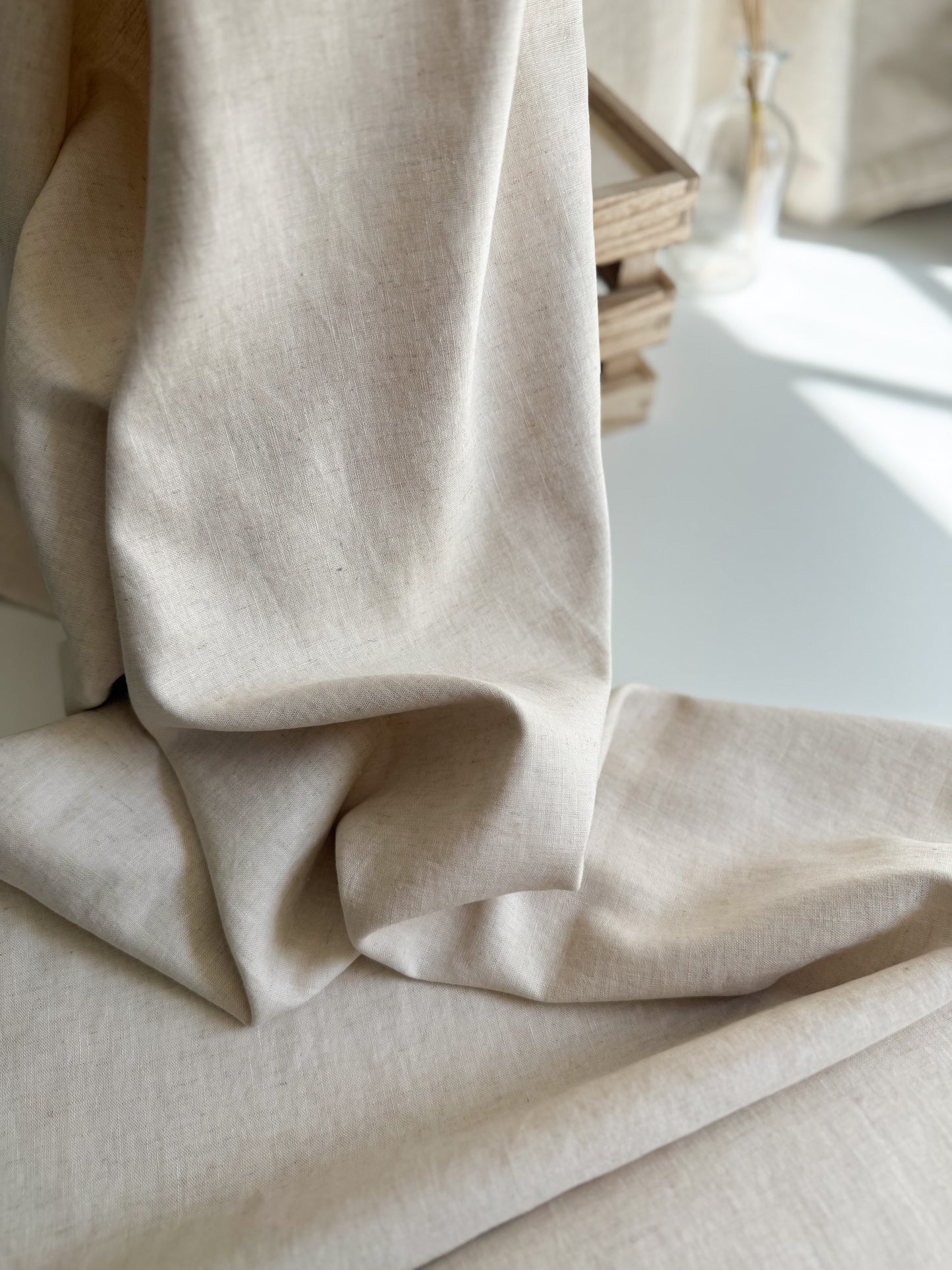 Fine Stonewashed Linen Fabric - Natural Melange