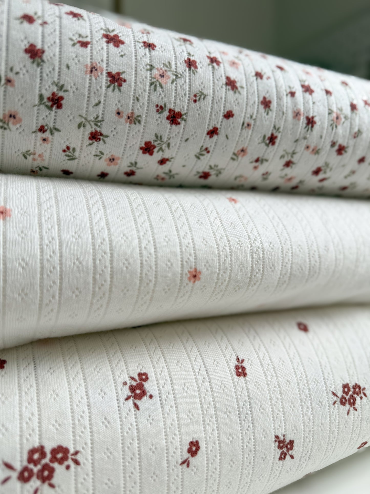 Printed Cotton Jersey Pointelle Fabric - Flower Meadow