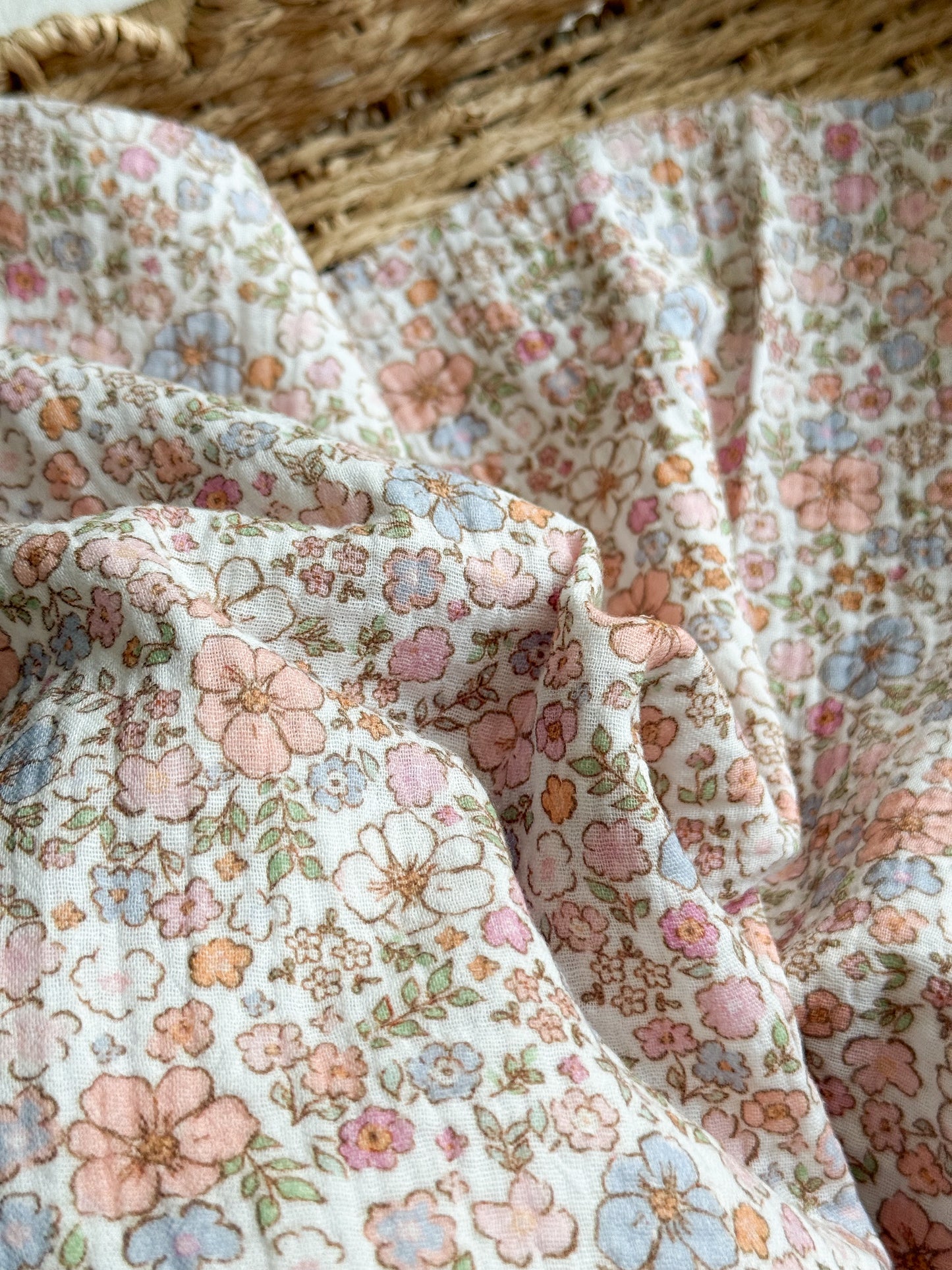 Cotton Double Gauze Fabric - Pastel Floral