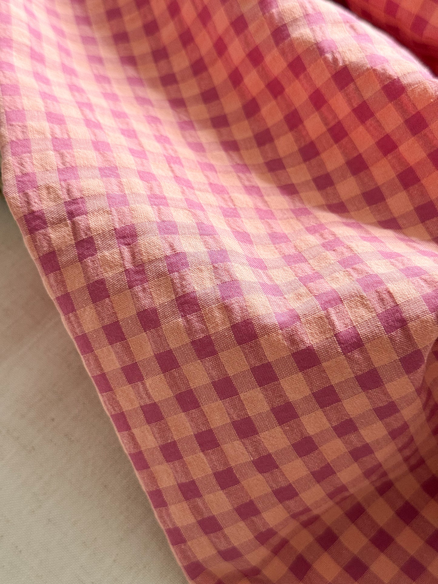 Organic Cotton Blend Seersucker Fabric - Gingham Orchid Maxi