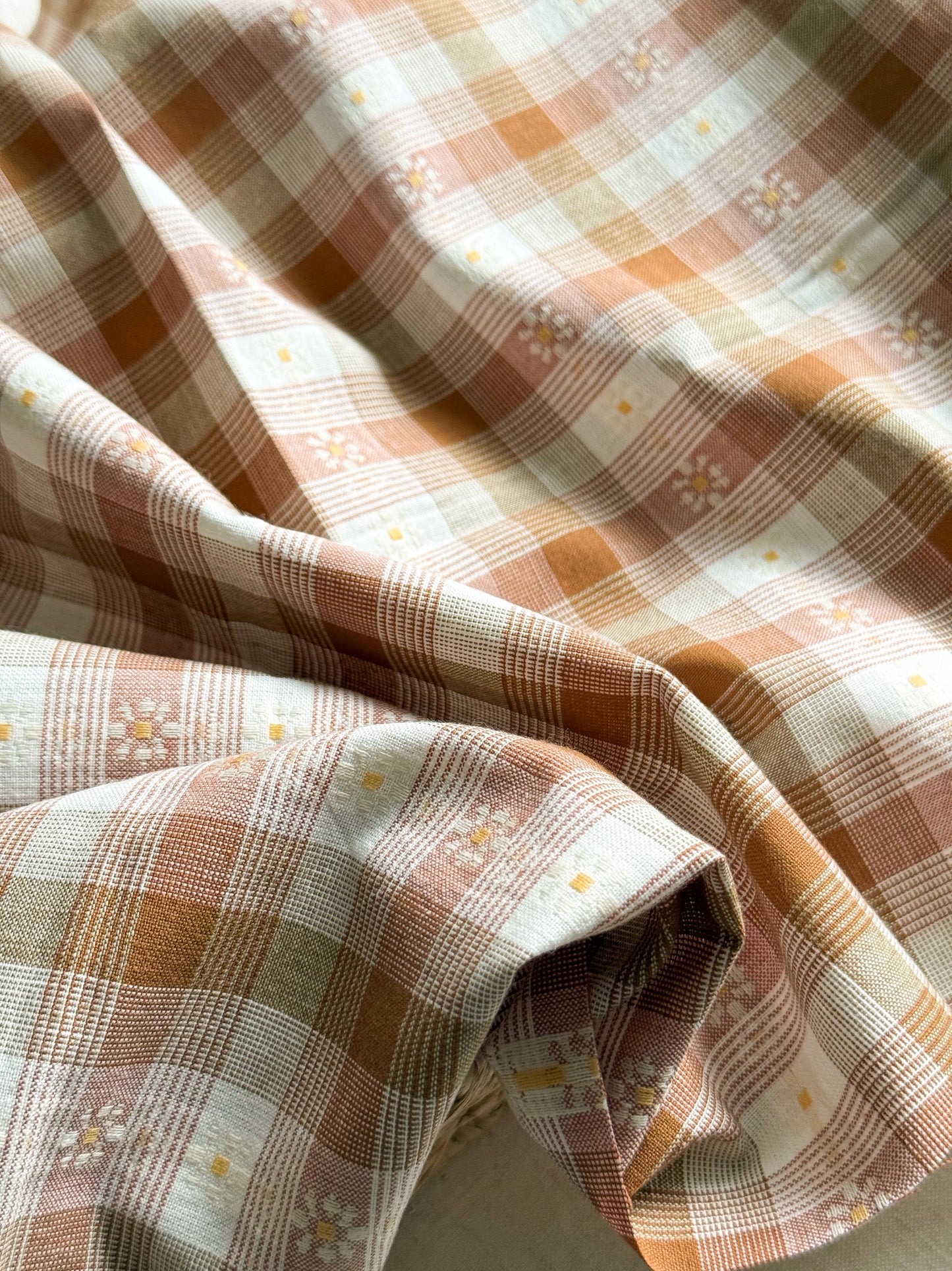 Woven Daisy Cotton Fabric - Golden Hour Plaid Gingham