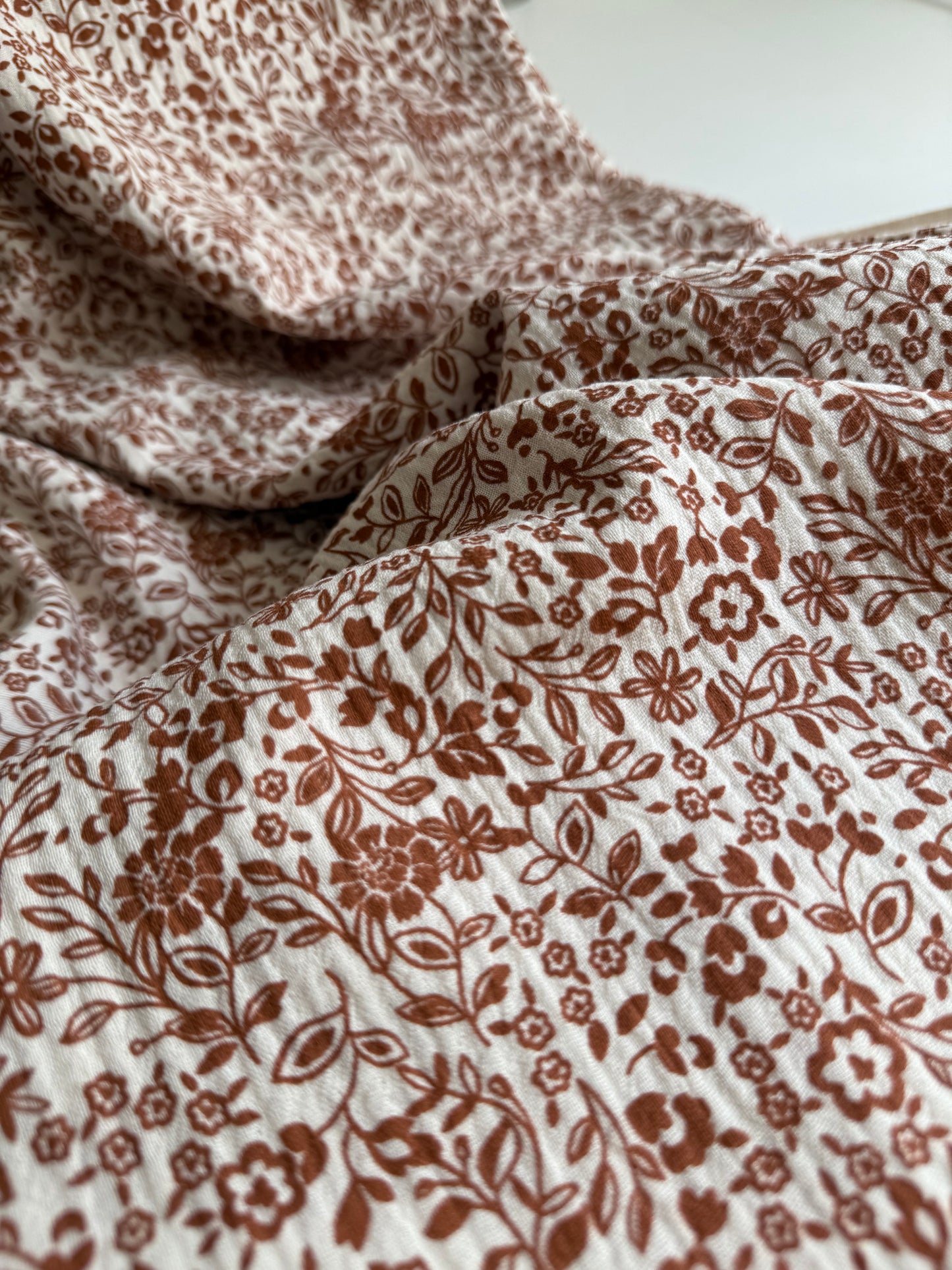 Double Gauze Fabric - Chestnut Floral