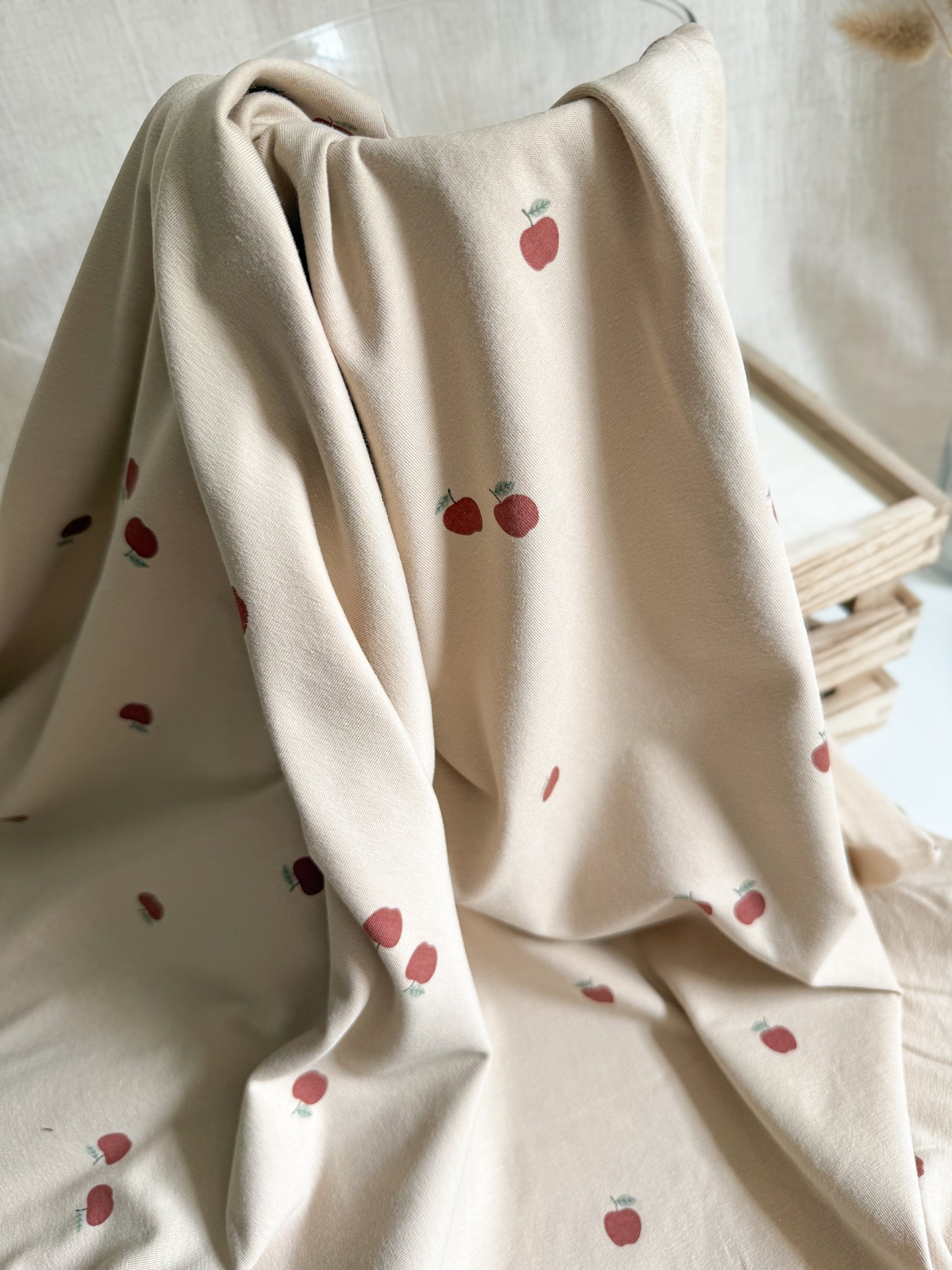 Printed Cotton Jersey Fabric - Apples