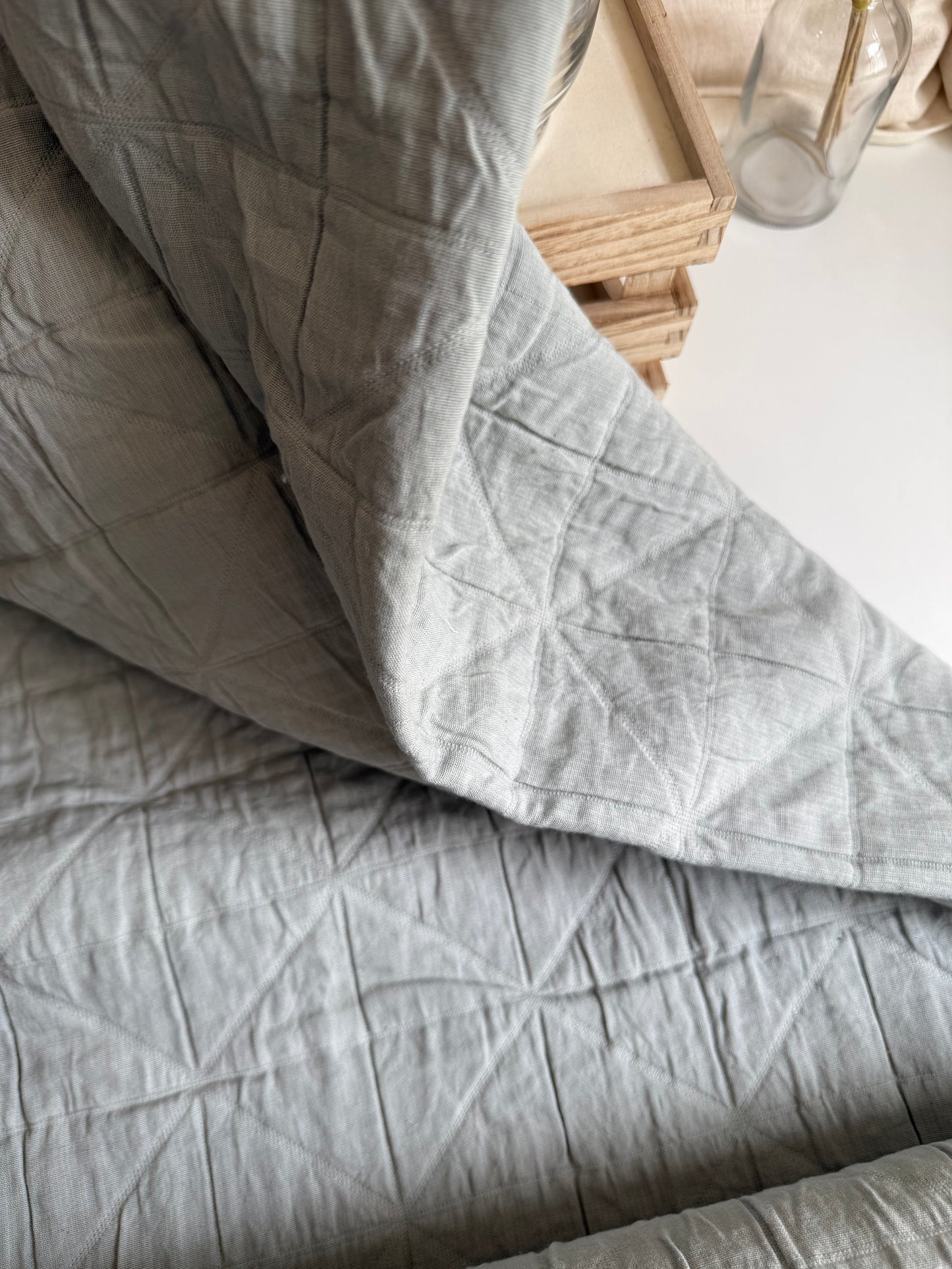 Merchant & Mills Quilted Jacquard Cotton Fabric - Shadow Blue