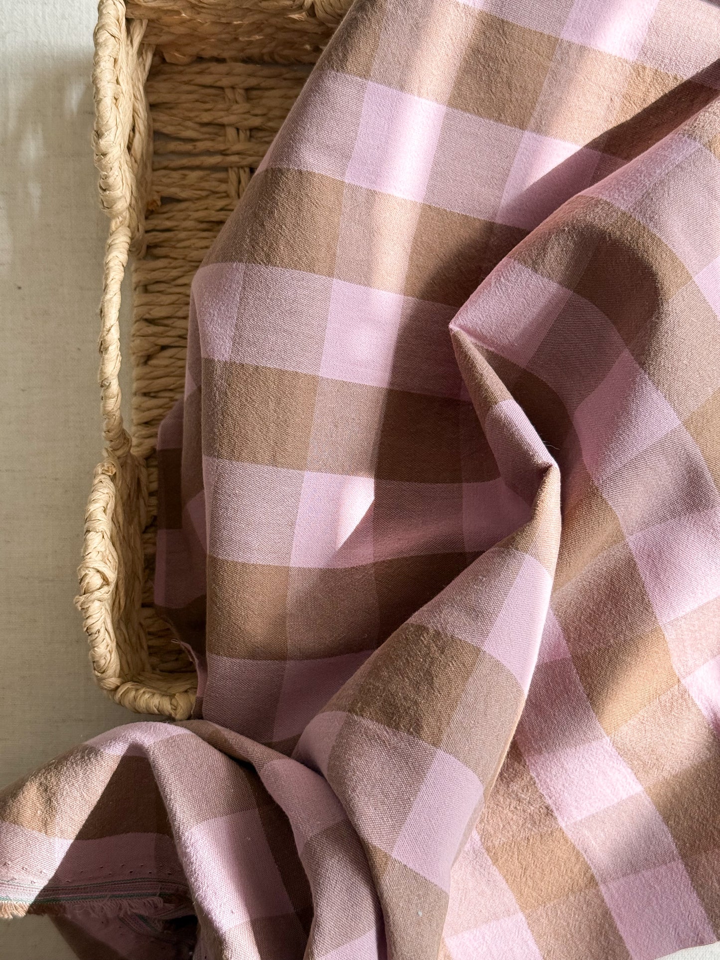 Cotton Yarn Dyed Gingham Fabric - Cocoa Rose