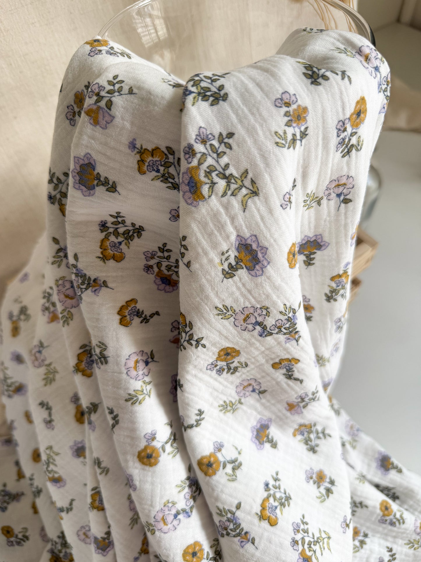 Organic Double Gauze Fabric - Traditional Floral Print
