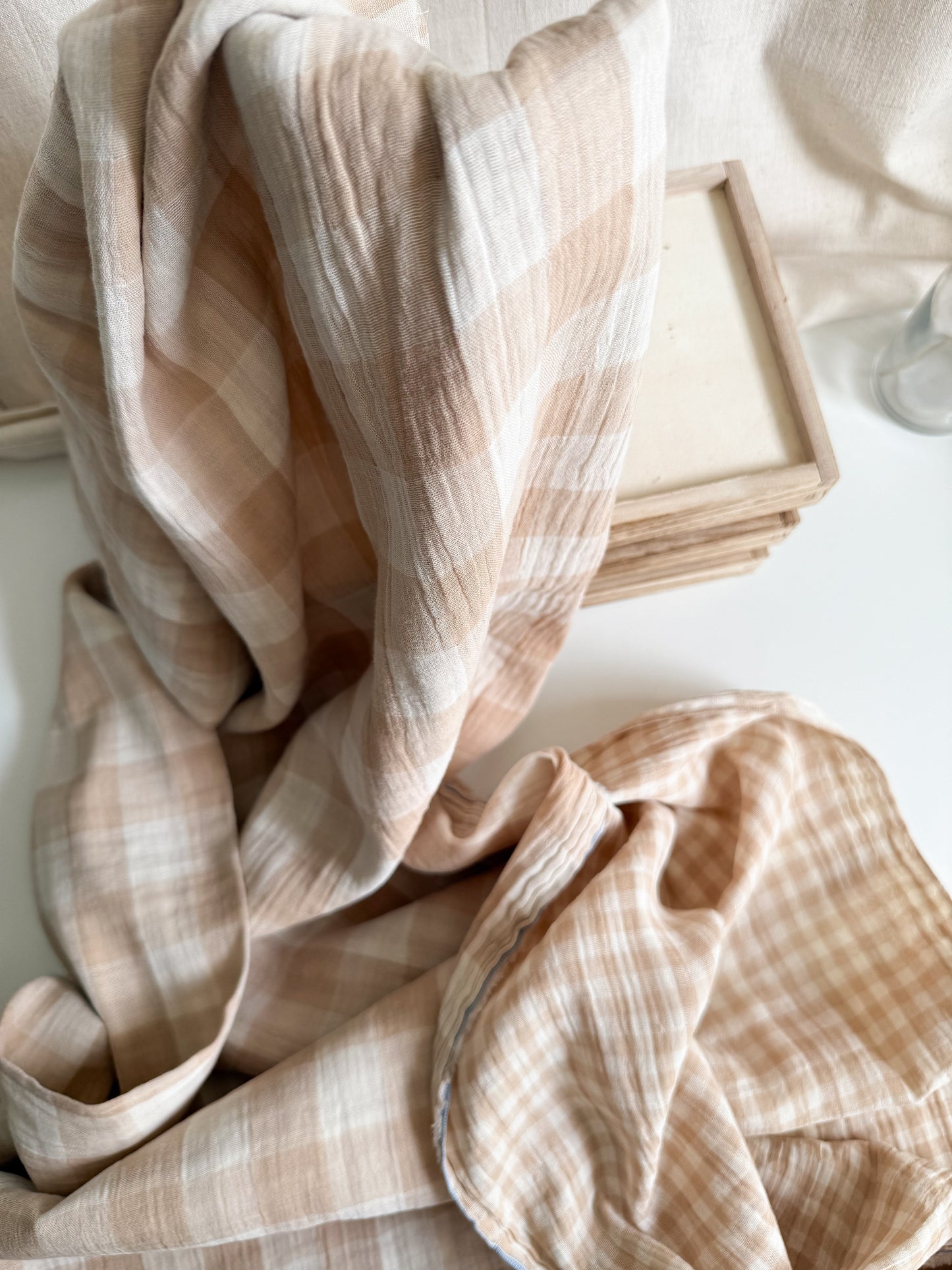 Gingham Double Gauze Fabric - Double Sided Checks