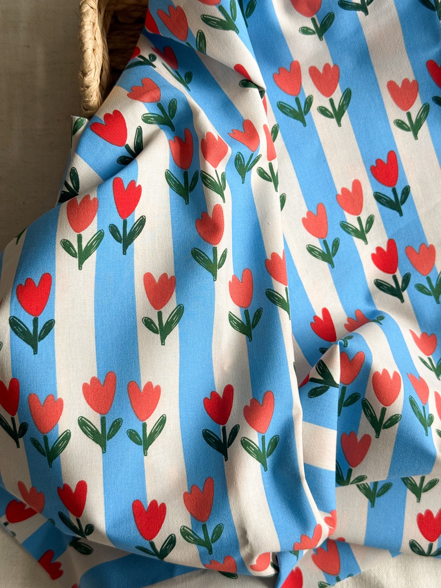 Cotton Poplin Fabric - Tulip Stripe