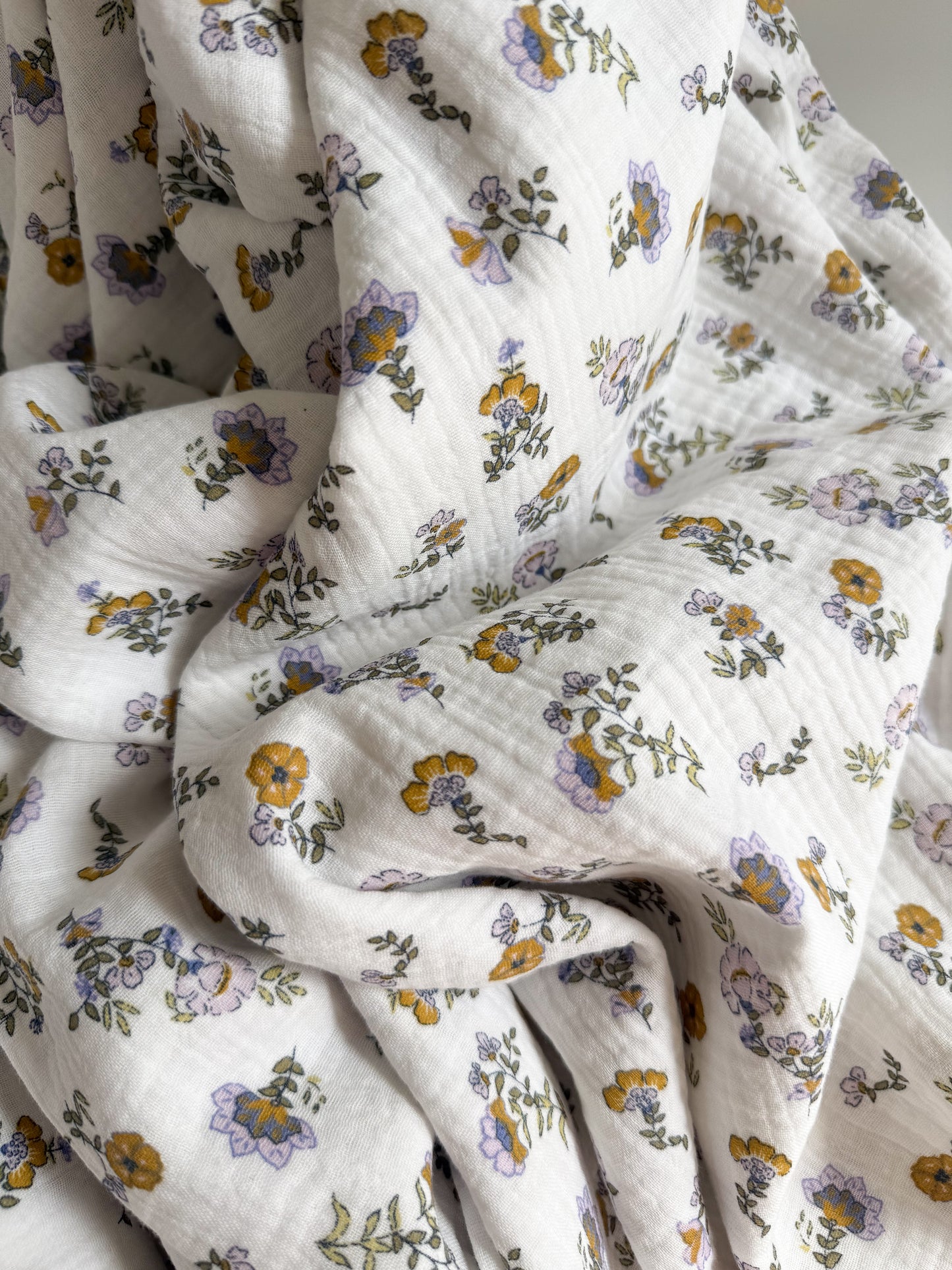 Organic Double Gauze Fabric - Traditional Floral Print