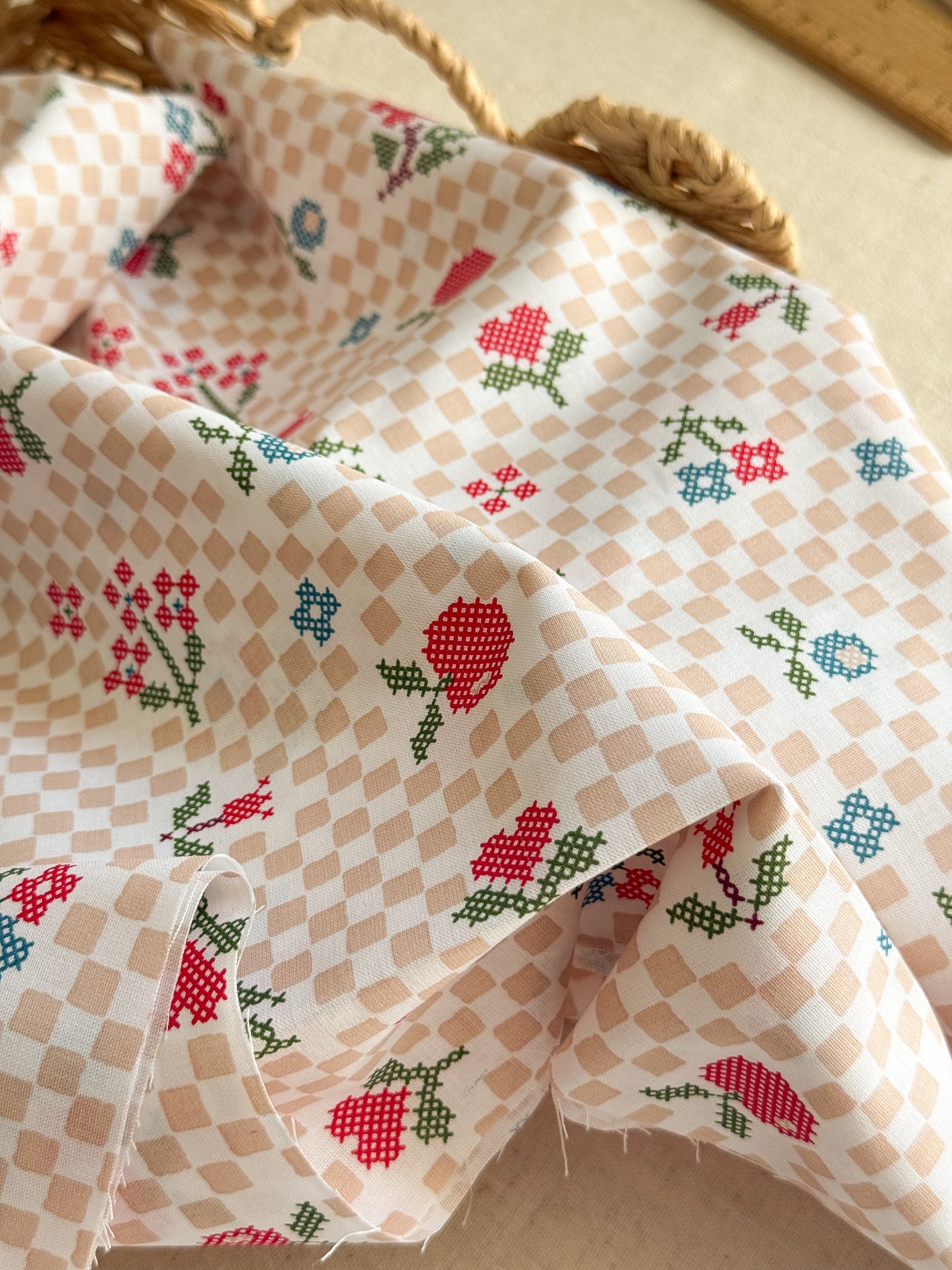 Cotton Poplin Fabric - Chequerboard