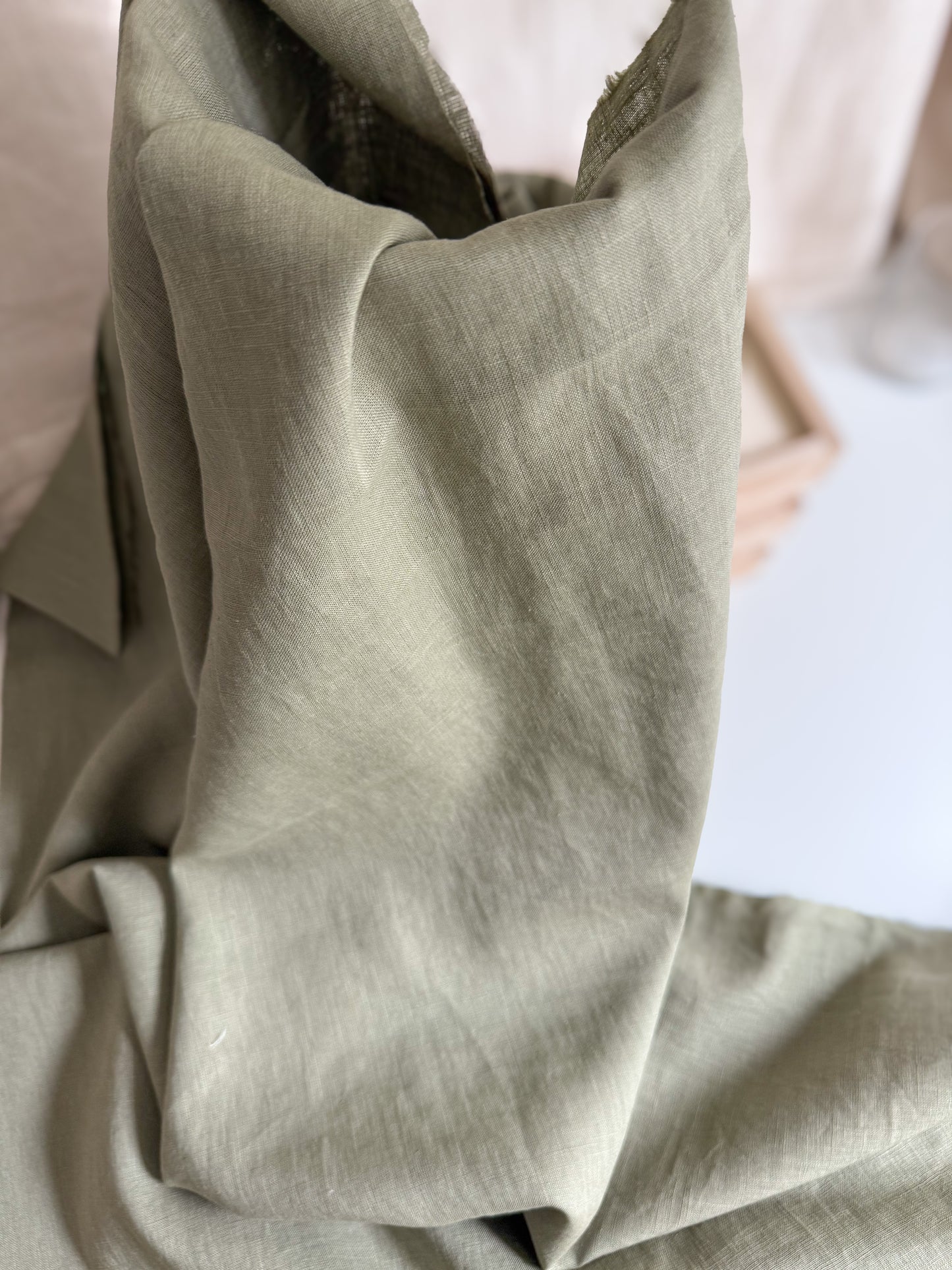 Fine Stonewashed Linen Fabric - Olive