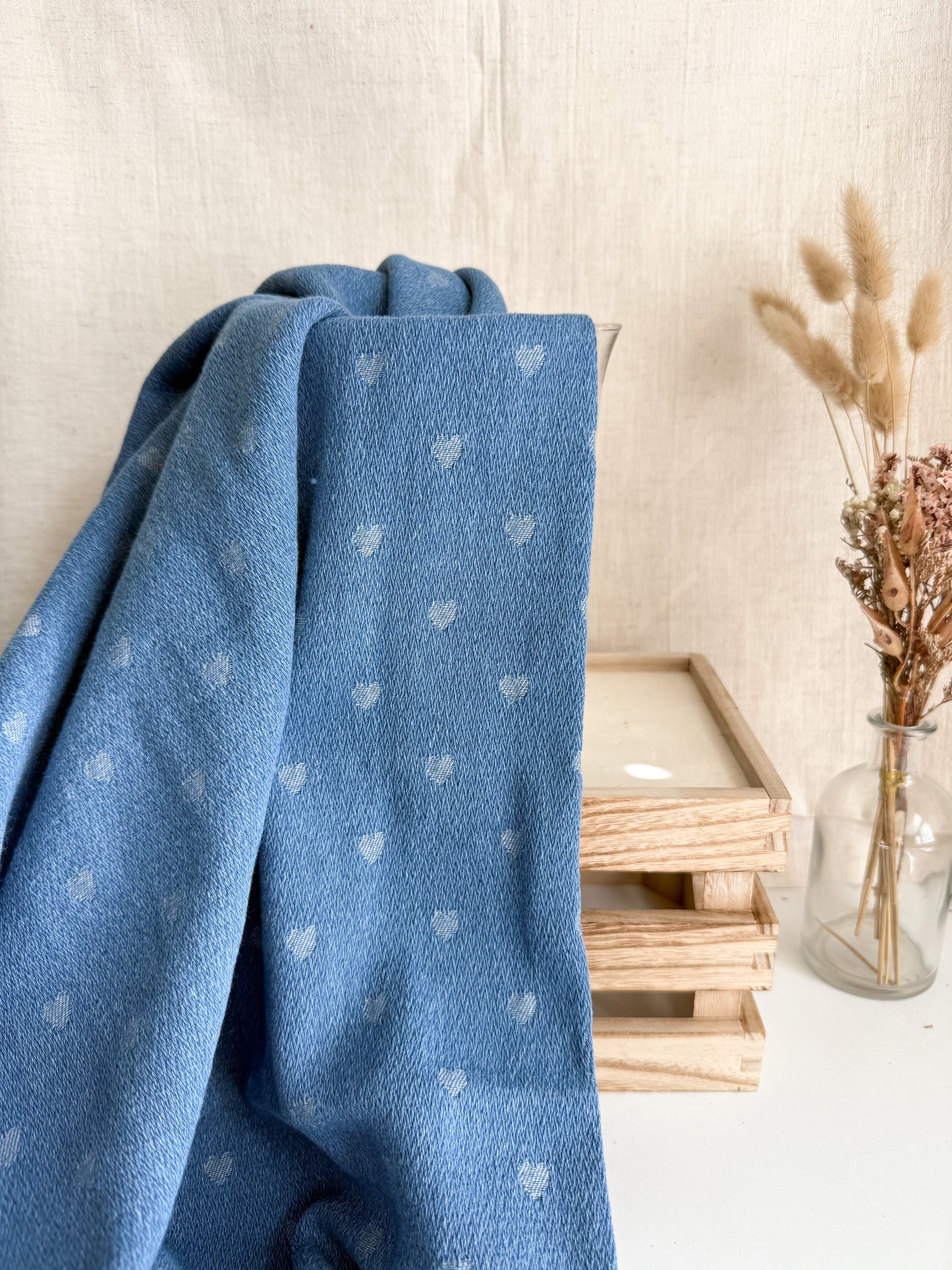Cotton Mix Denim Jacquard - Hearts