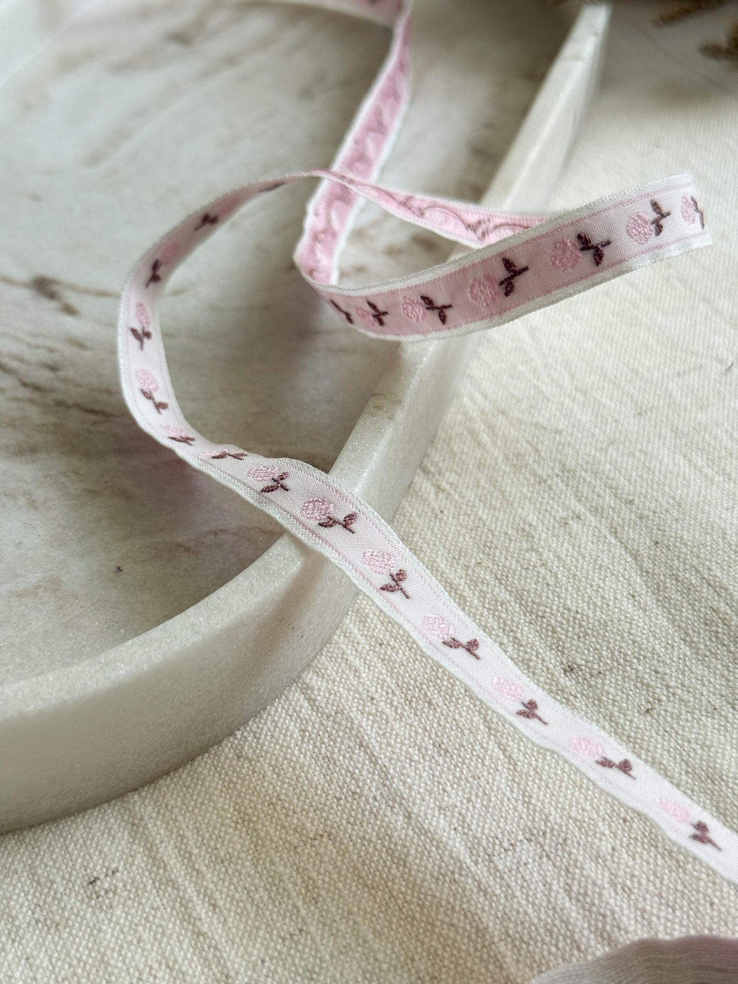 Jacquard Woven Ribbon - Rose Bud - 10mm
