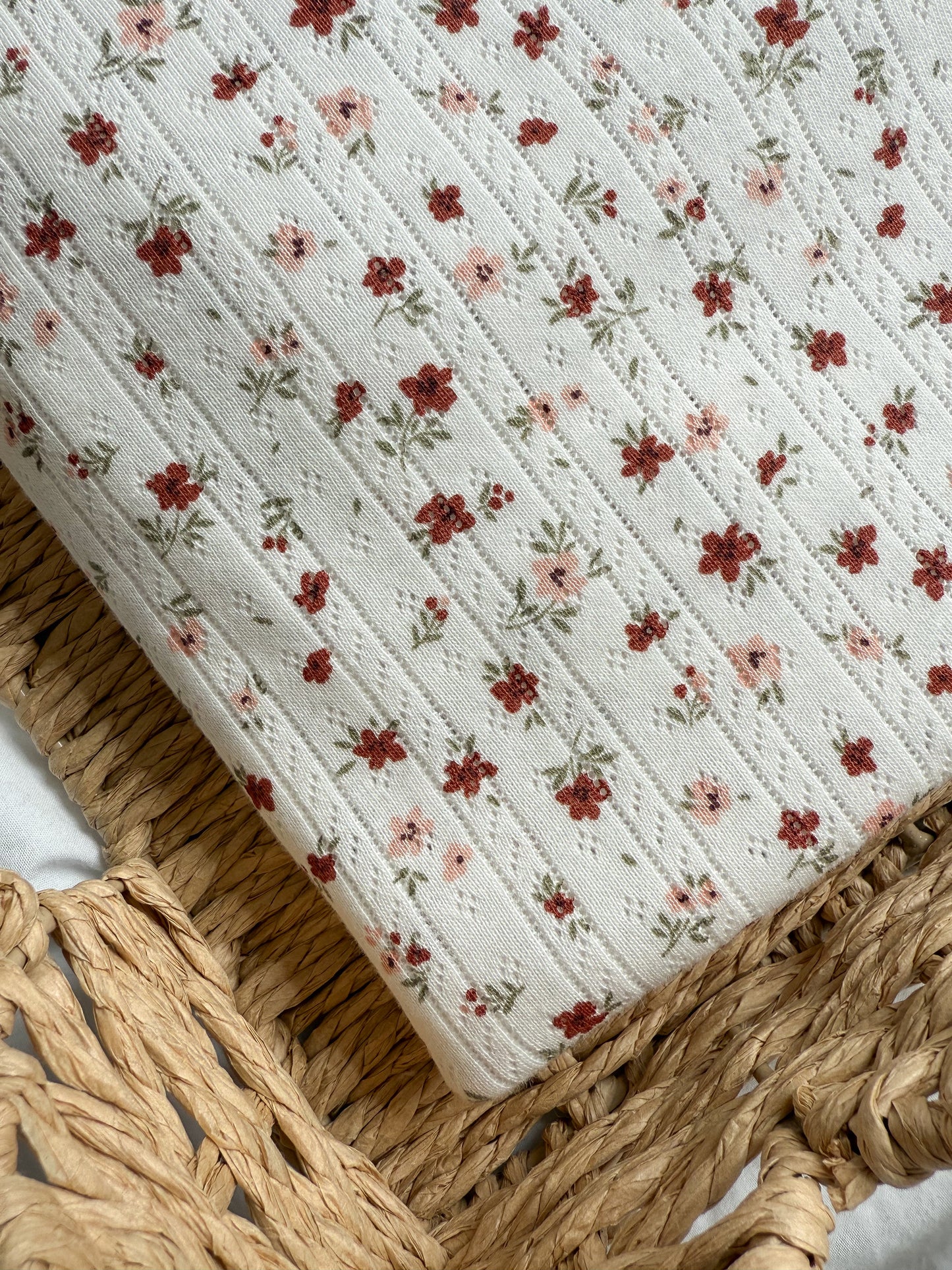 Printed Cotton Jersey Pointelle Fabric - Flower Meadow