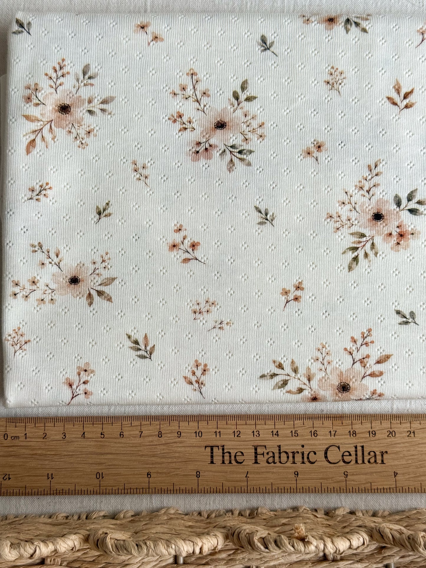 Cotton Jersey Pointelle Fabric - Vintage Blush Floral