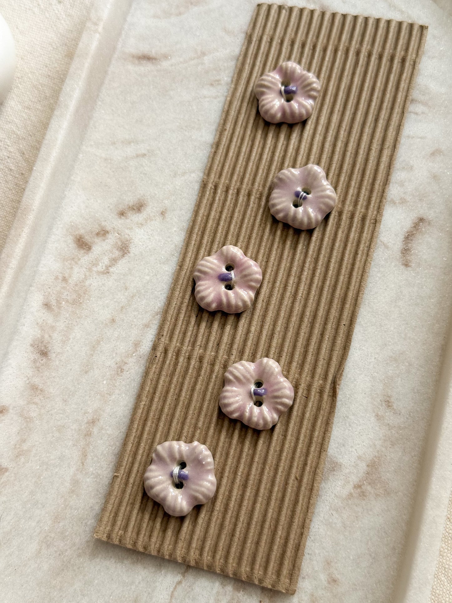 Pink Flower Buttons - 20mm - Pack of 5