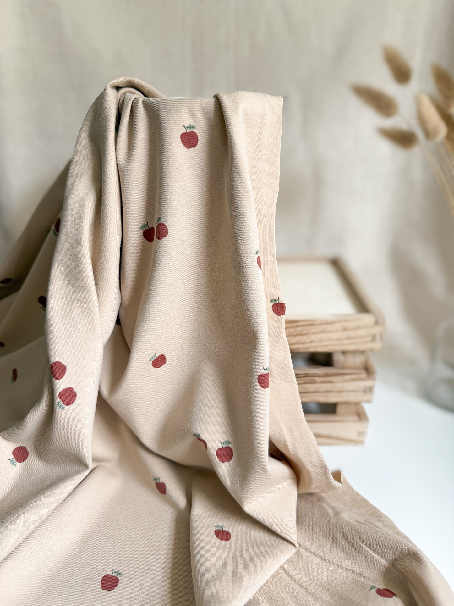 Printed Cotton Jersey Fabric - Apples
