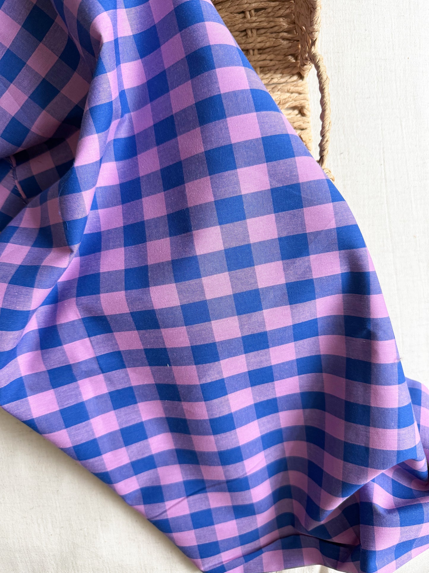 Cotton Yarn Dyed Gingham Fabric - Blue & Pink