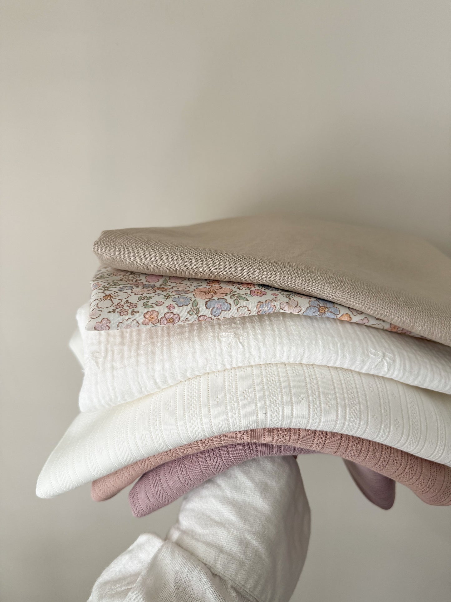 Cotton Jersey Stripe Pointelle Fabric - Off White