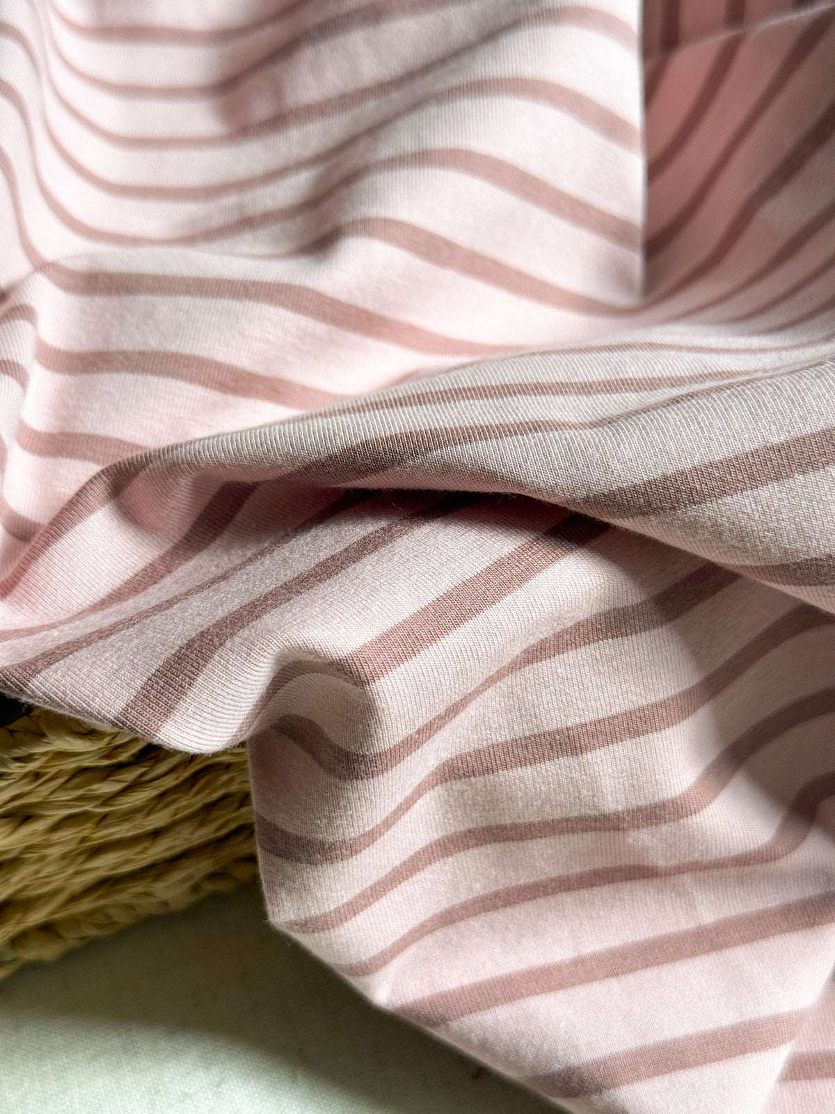 Cotton Jersey Stripe - Petal & Mocha