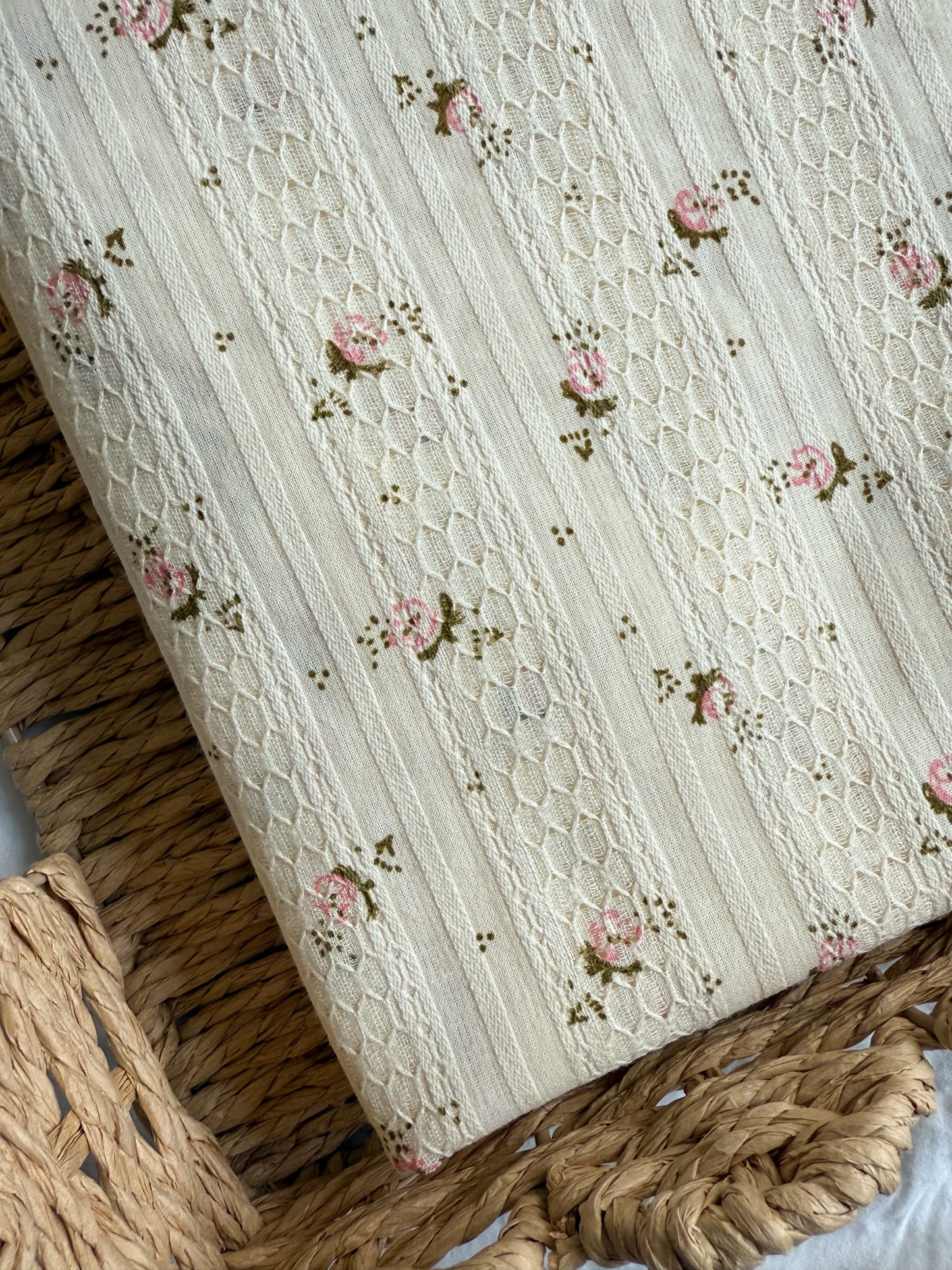 Embroidered Jacquard Cotton Fabric - Rosebud