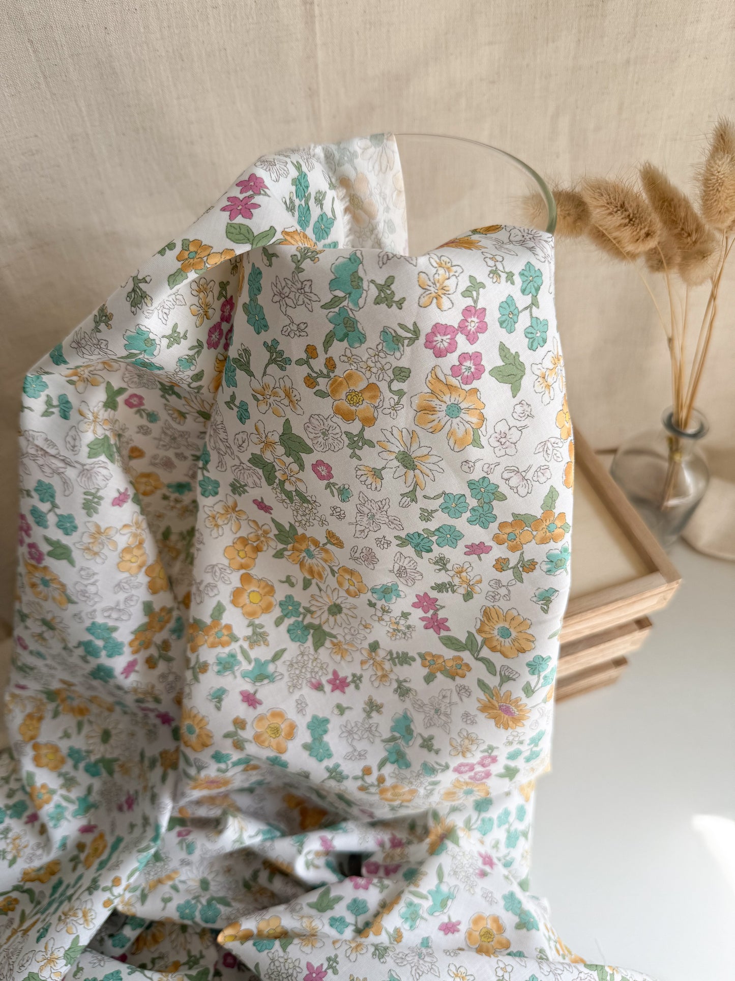 Cotton Batiste Fabric - Pastel Flowers