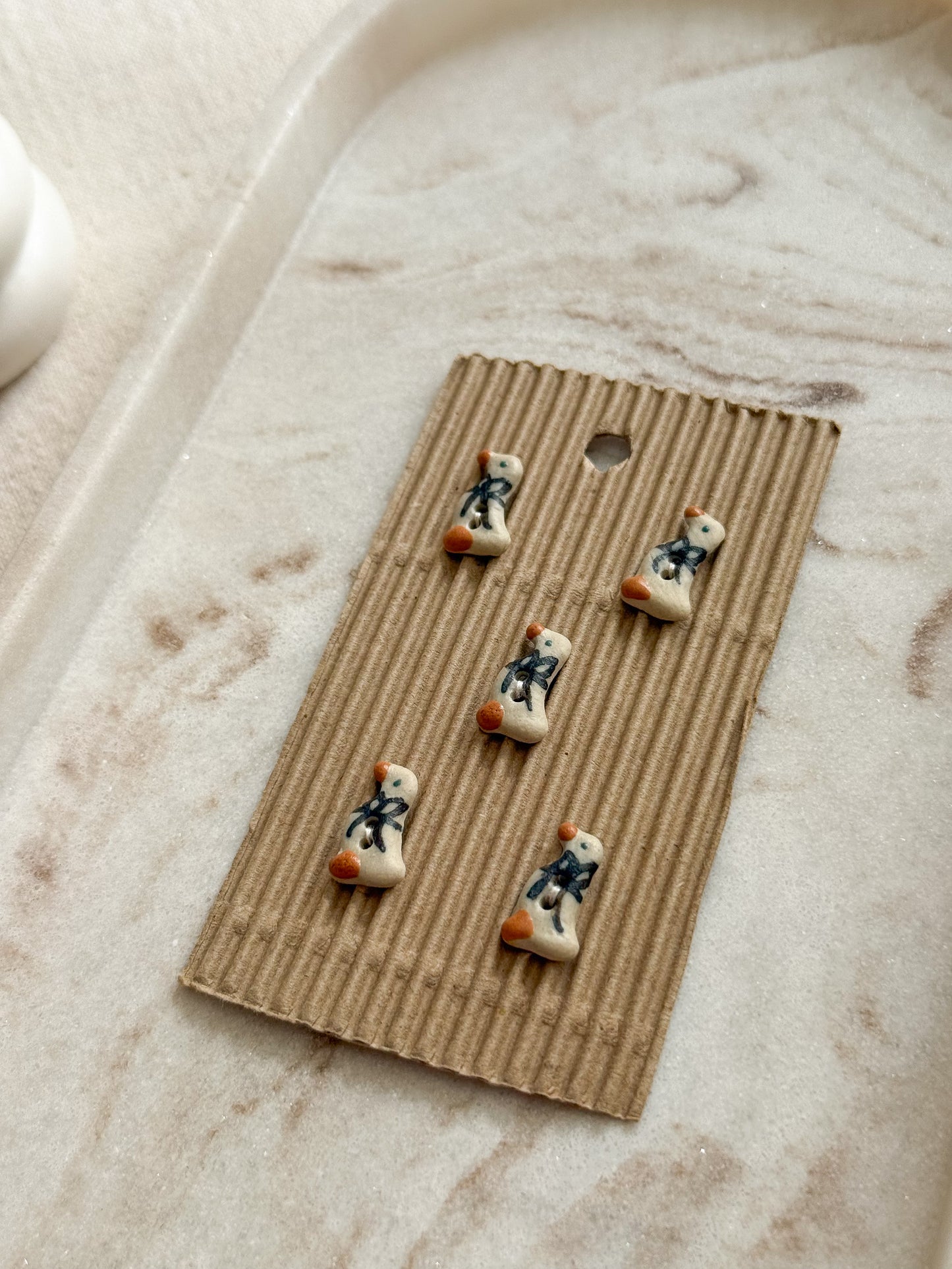 Handmade Tiny Geese Sewing Buttons - 15mm - Pack of 5