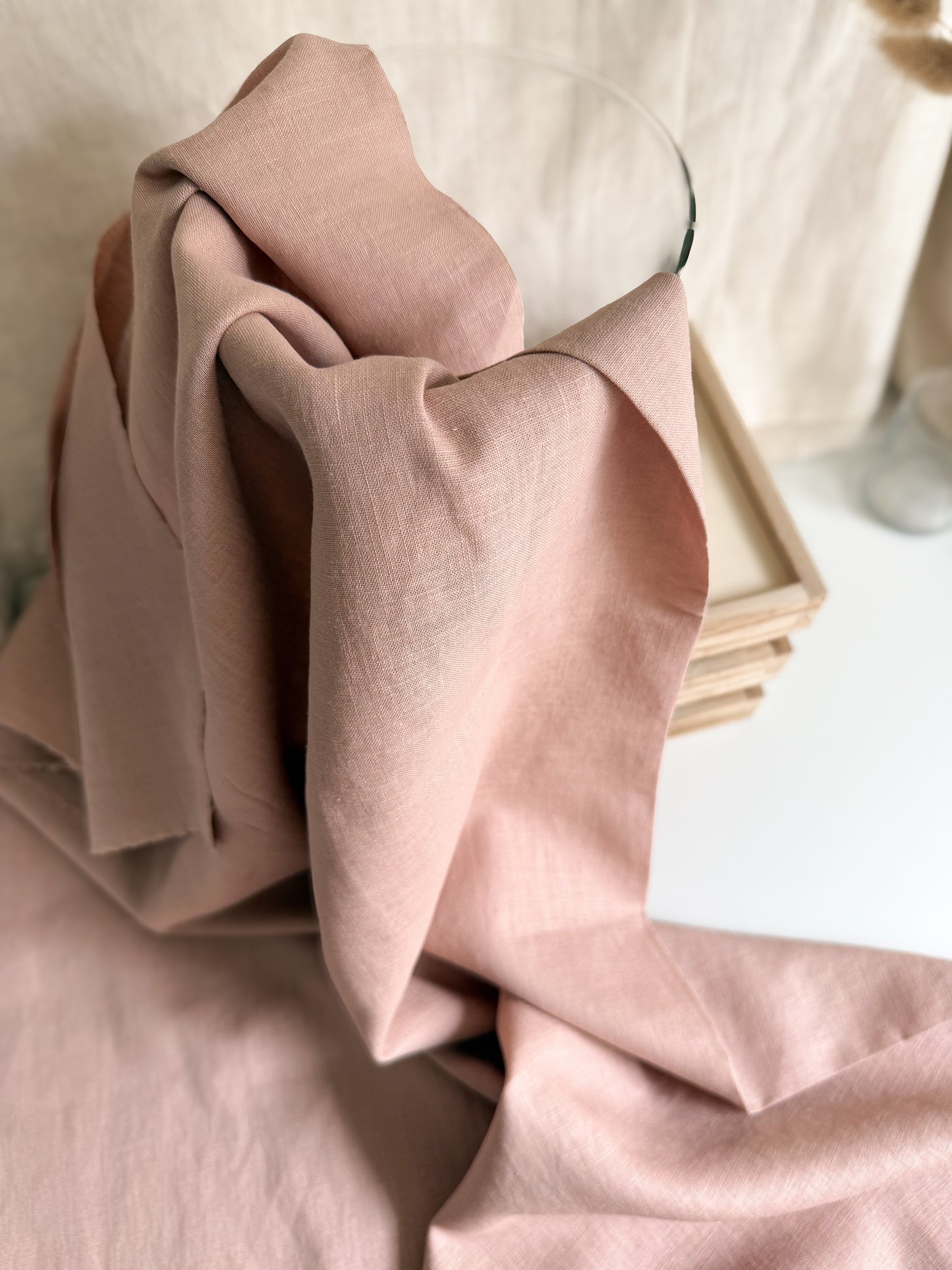 Fine Stonewashed Linen Fabric - Nude Pink