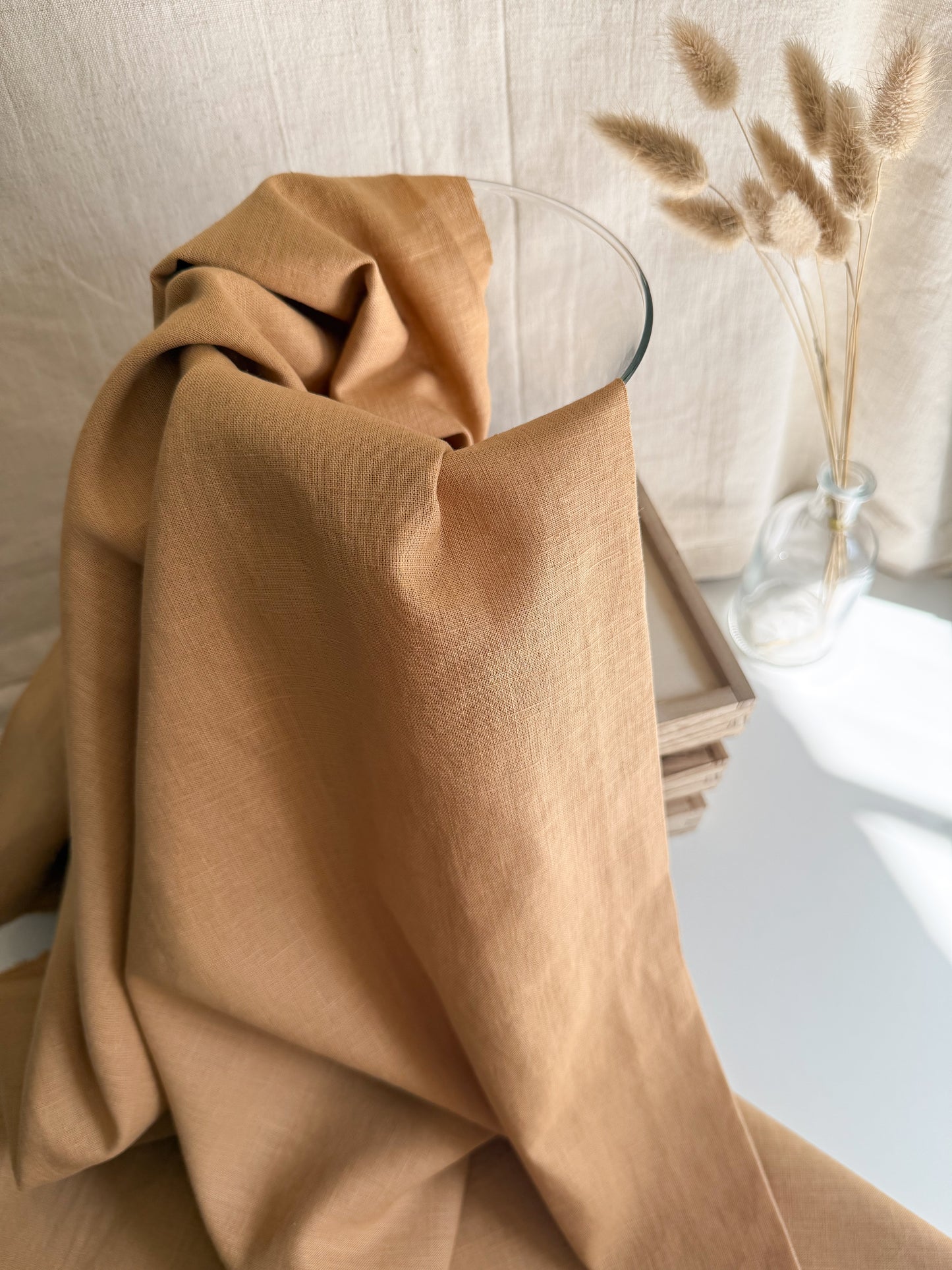 Fine Stonewashed Linen Fabric - Butterscotch