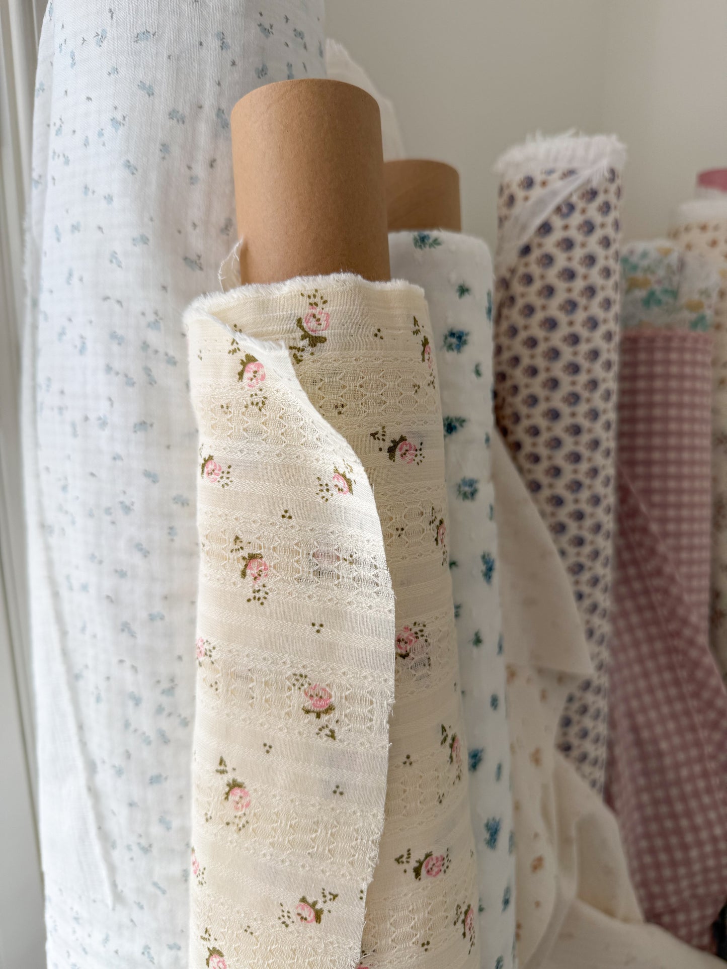 Embroidered Jacquard Cotton Fabric - Rosebud
