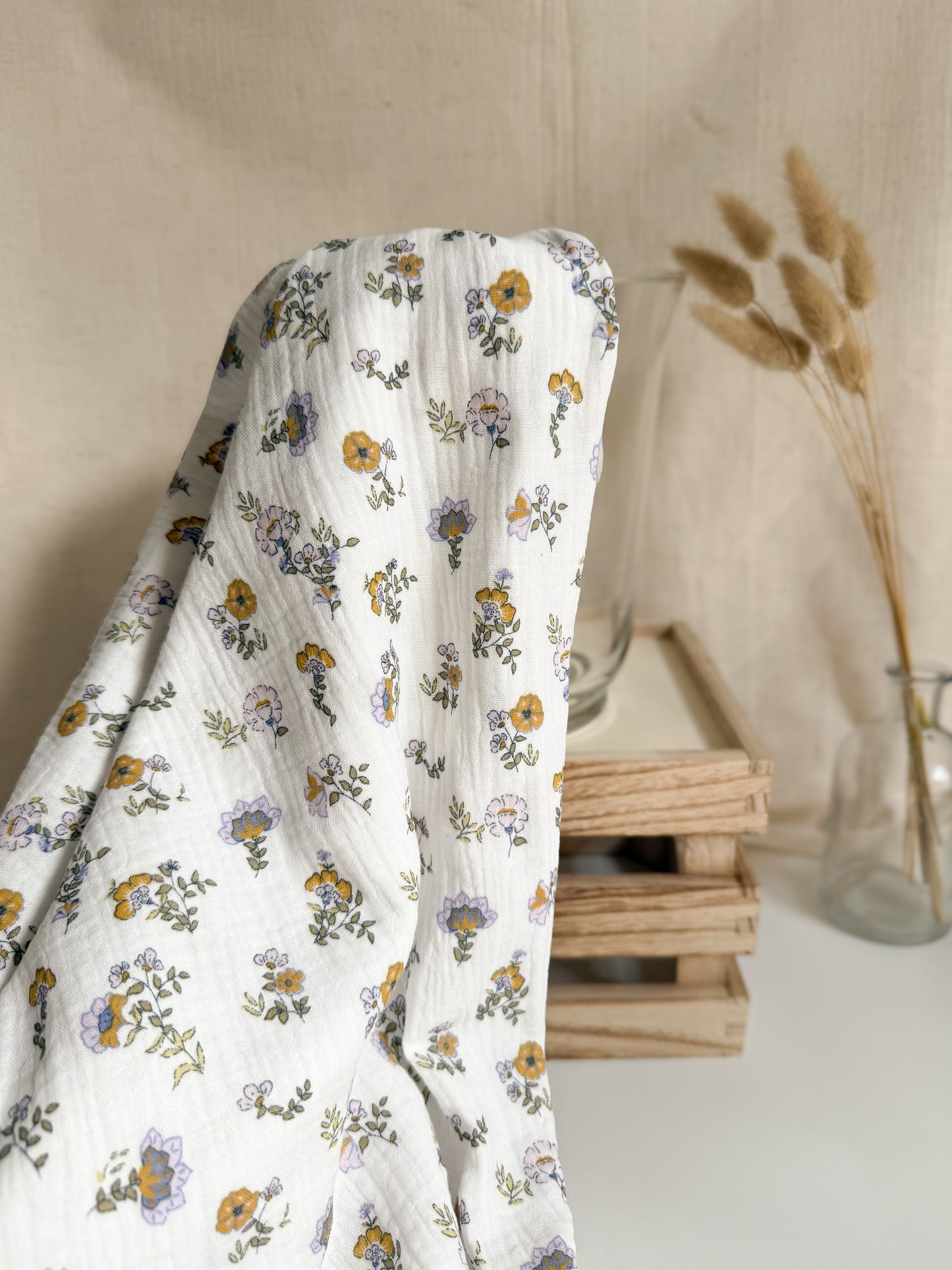 Organic Double Gauze Fabric - Traditional Floral Print