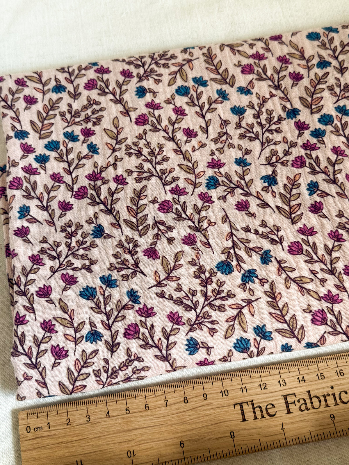 Double Gauze Fabric - Purple & Blue Flowers