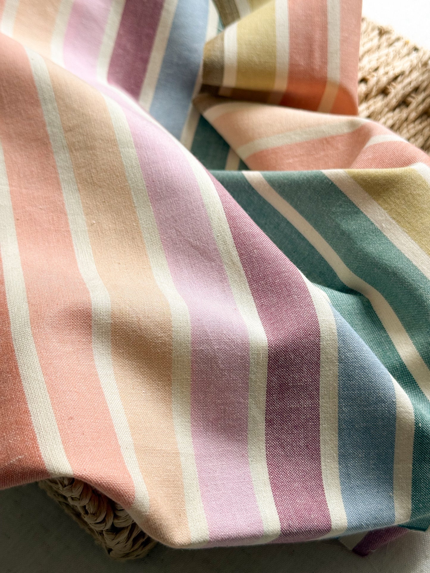 Cotton Fabric - Rainbow Wings Maxi Stripe - 45cm Remnant