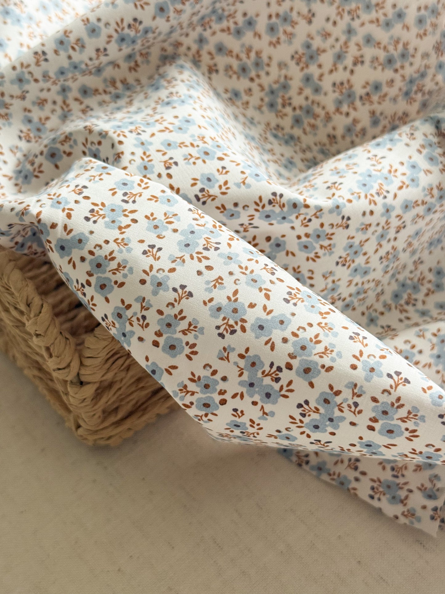 Cotton Poplin Fabric - Blue Ditsy Floral