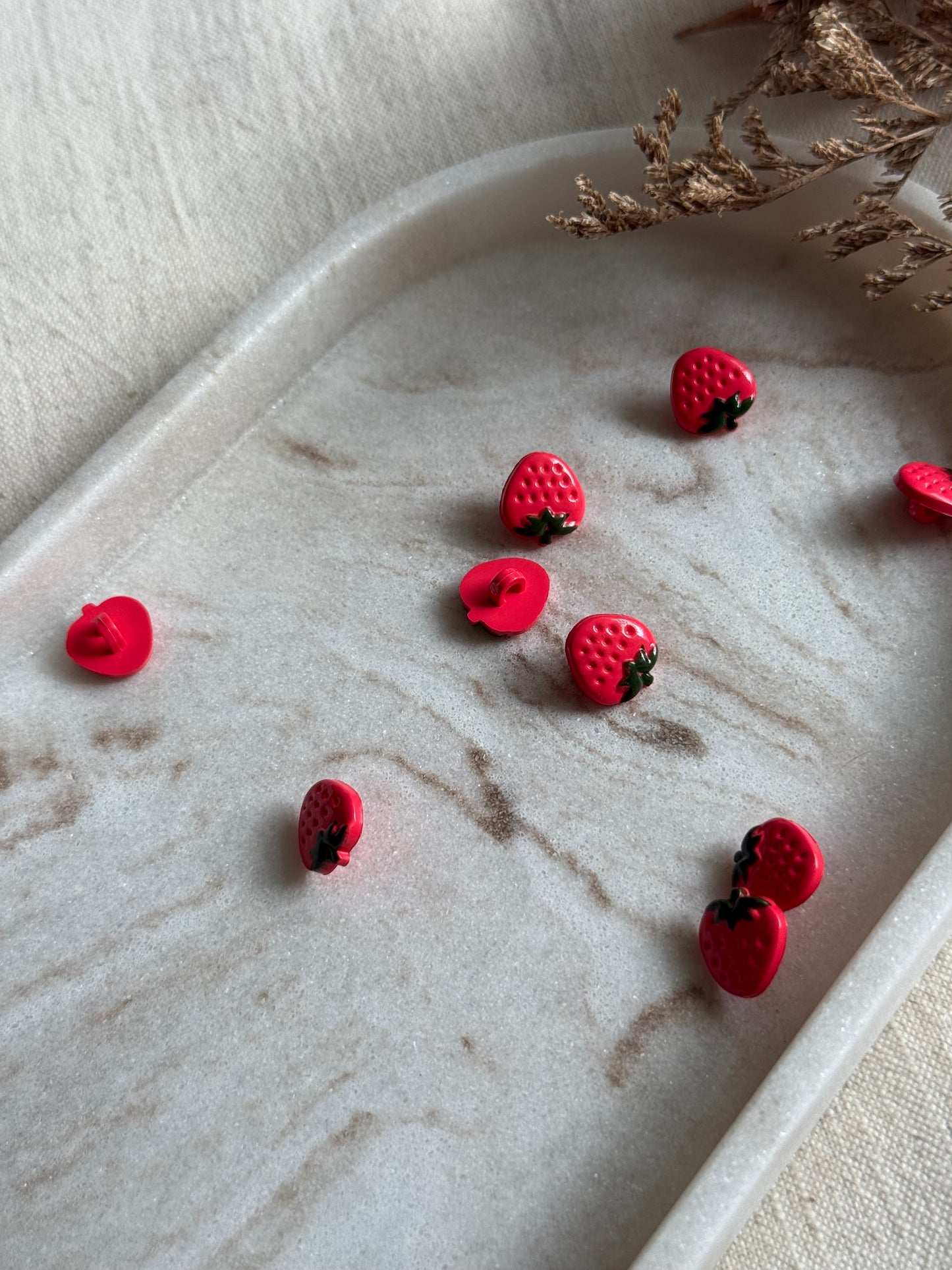 Pink Strawberry Shaped Shank Button - 13mm