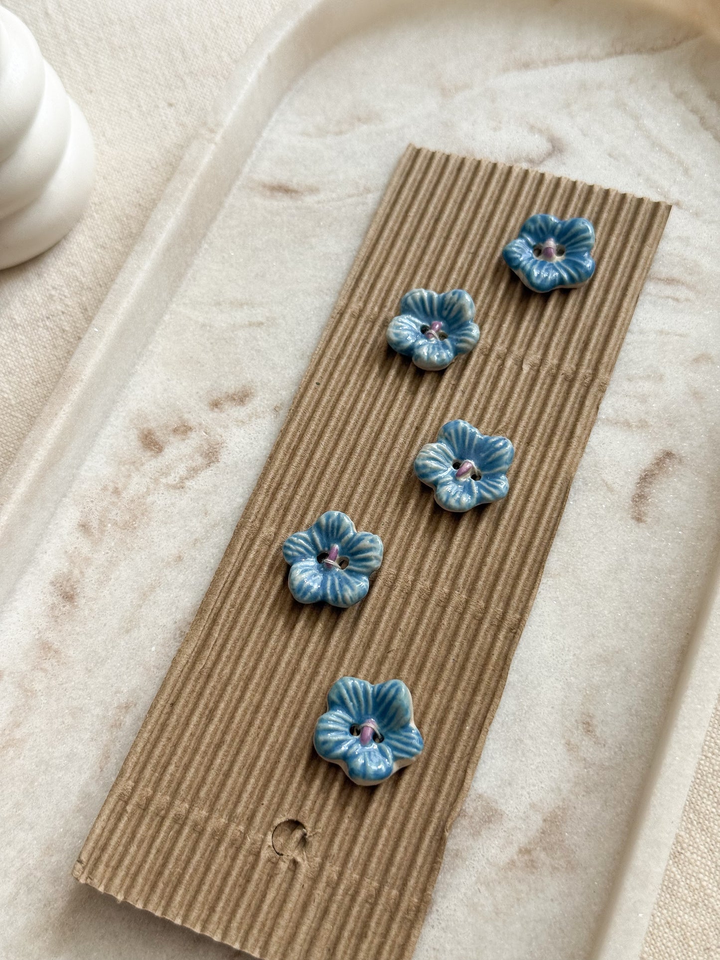 Blue Flowers Buttons - 20mm - Pack of 5