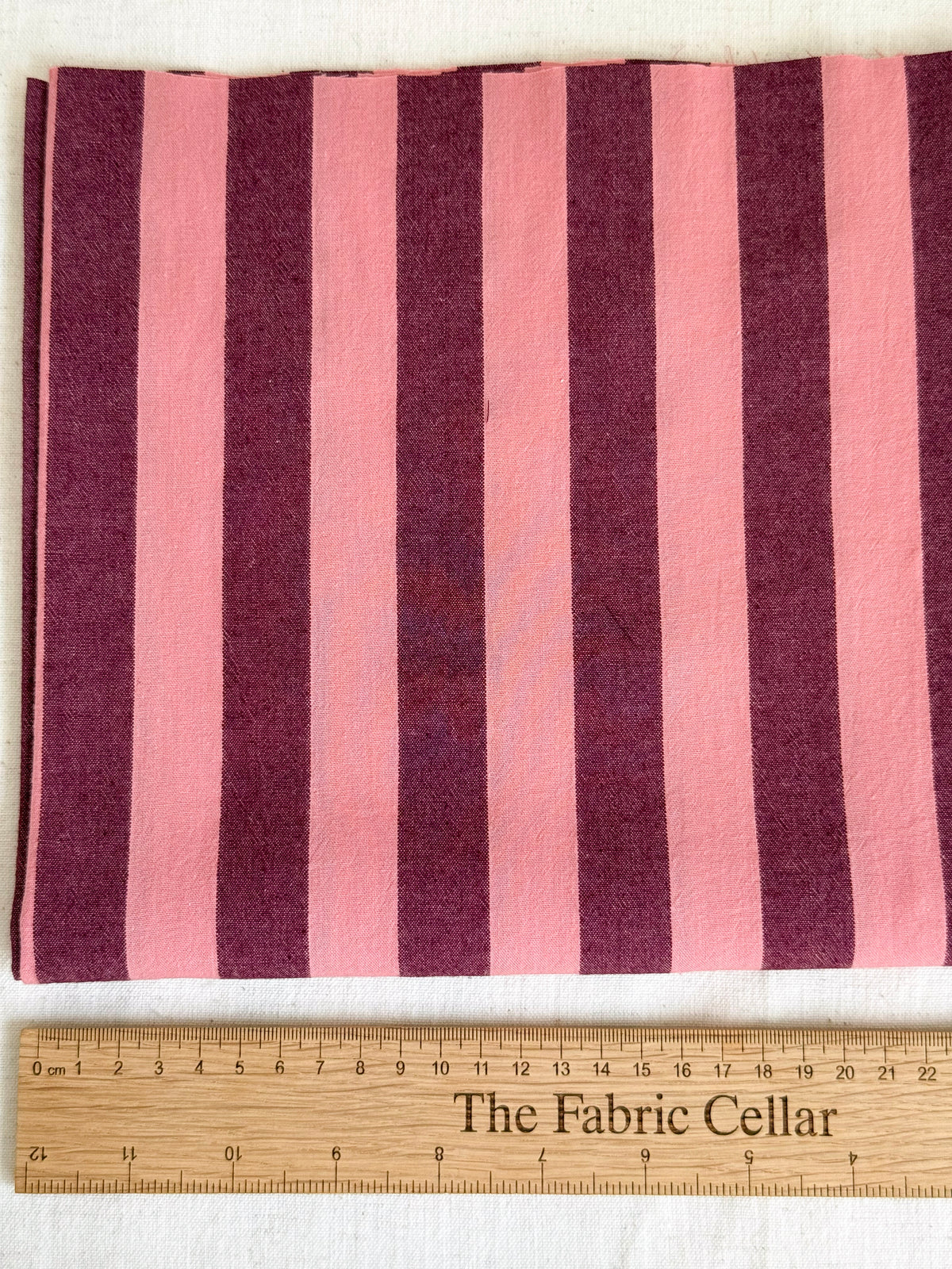 Cotton Yarn Dyed Stripe Fabric - Plum & Peach