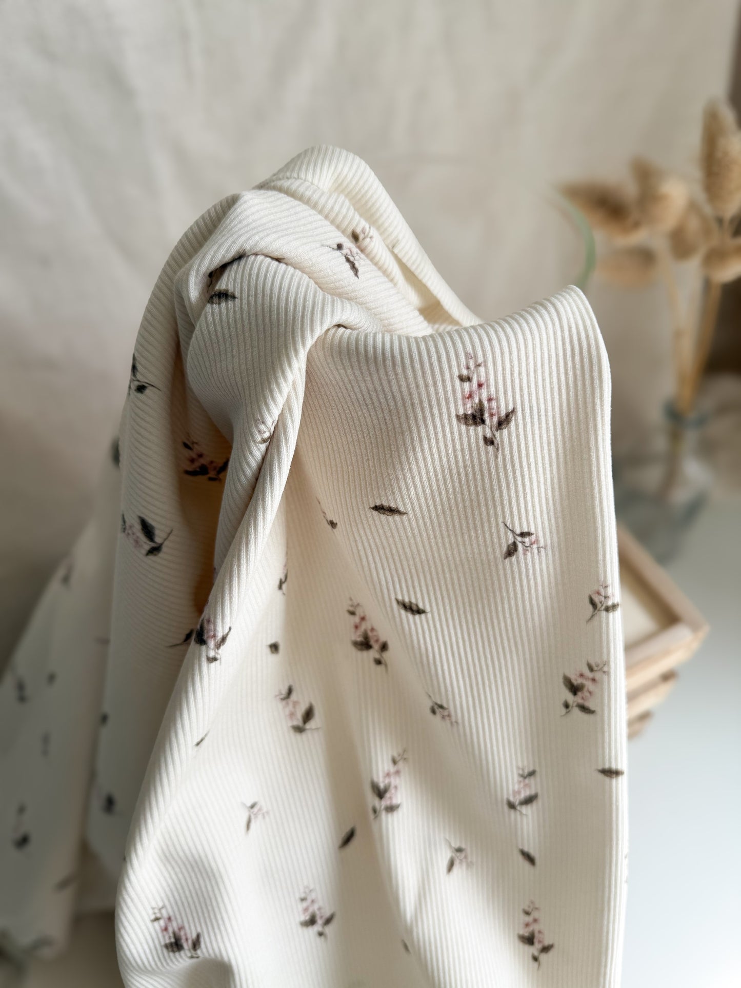 Fine Ribbed Cotton Jersey - Delicate Blossom