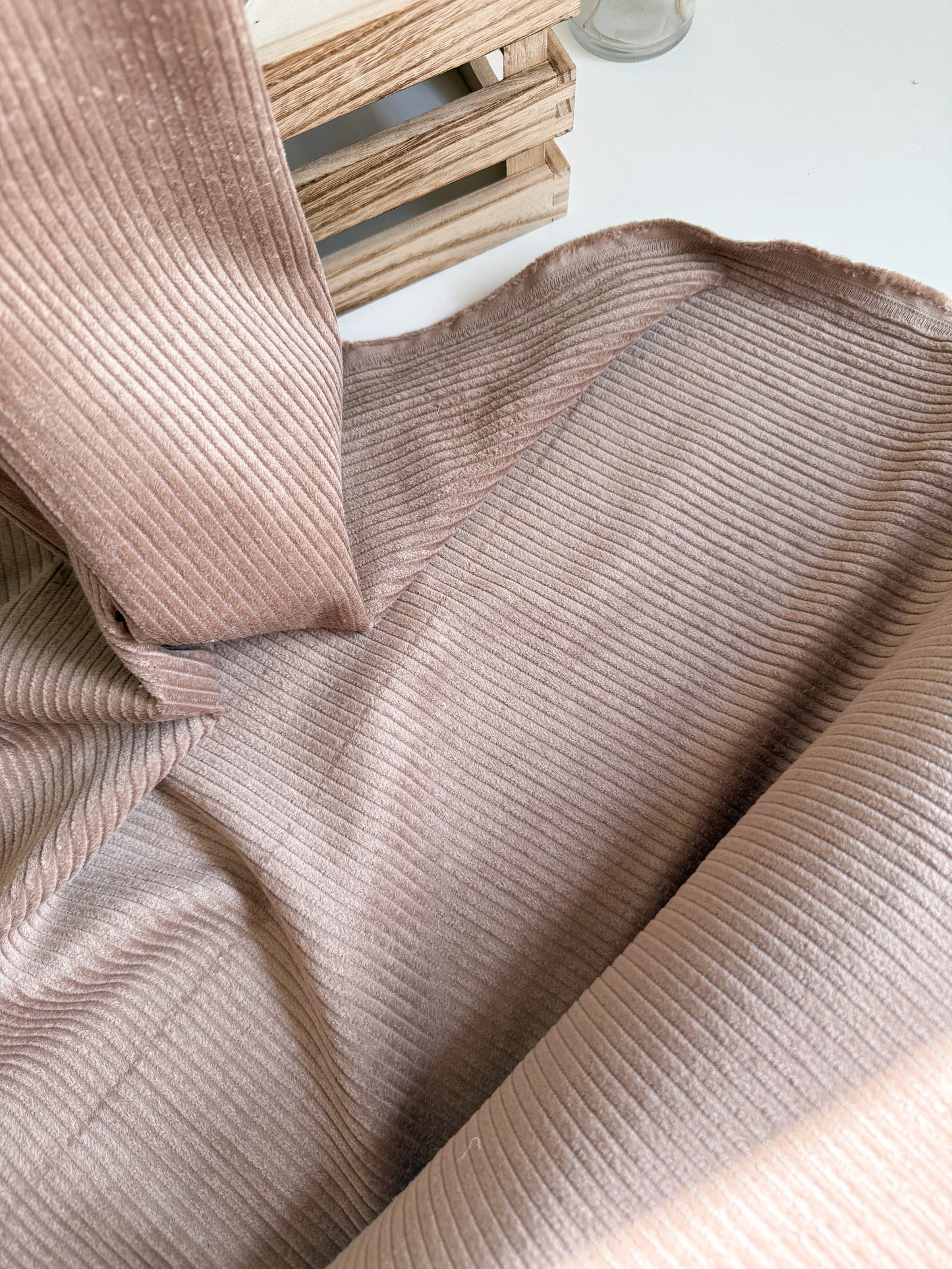 Jumbo Cotton Cord Fabric in a soft earthy taupe colour