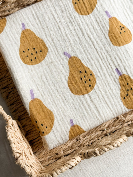 Organic Cotton Double Gauze Fabric - Pears