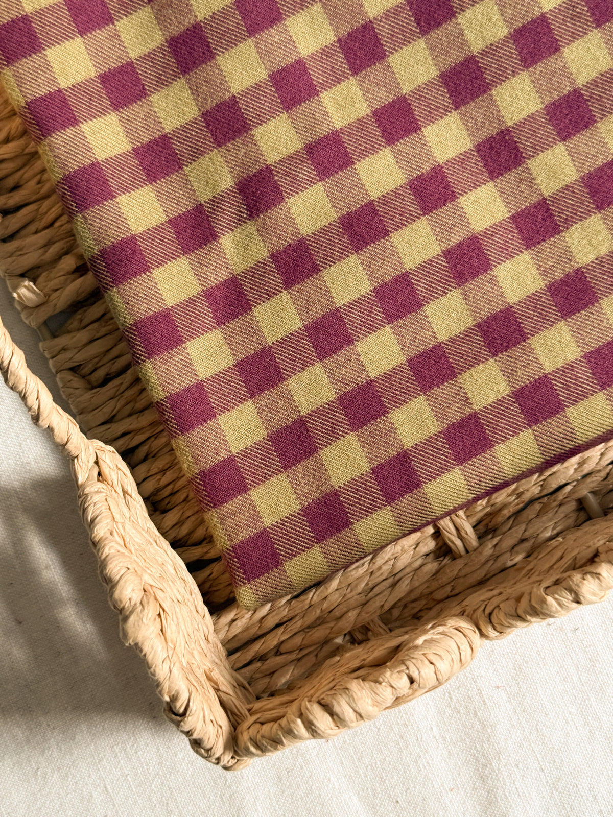 Cotton Viscose Plaid Gingham Flannel Fabric - Olive & Plum